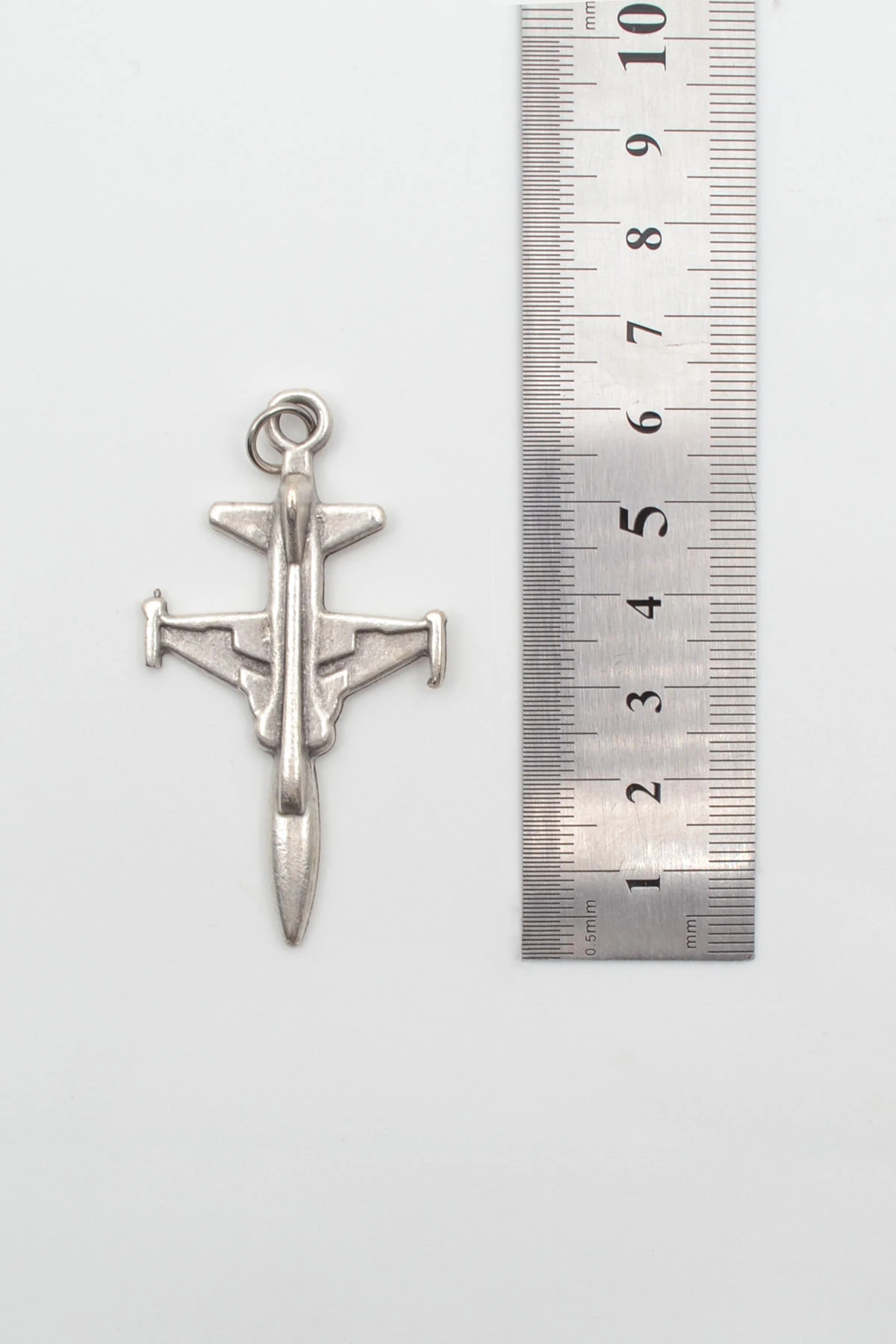 F-5 Tiger Savaş Uçağı Kolye - Gümüş ( Silver ) Renk - 60 cm Düz Ezme Zincir Kolye