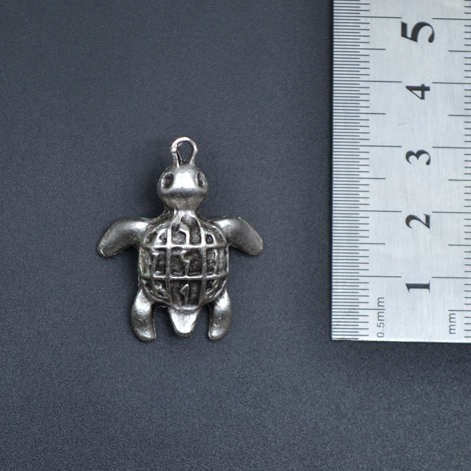 Kaplumbağ Kolye - Gümüş ( Silver ) Renk - 60 cm Deri İp Kolye