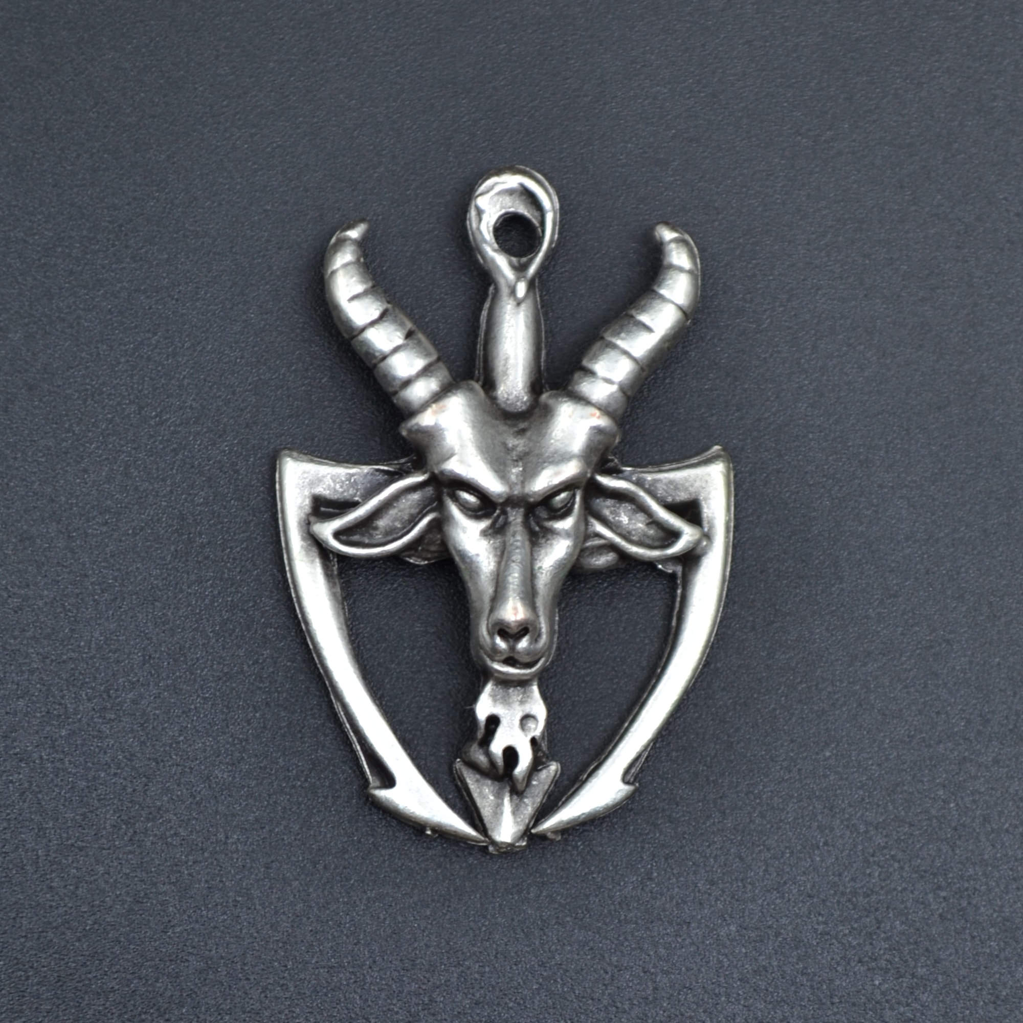 Pagan - Keçi Şeytan Kolye - Gümüş ( Silver ) Renk - 60 cm Düz Ezme Zincir Kolye
