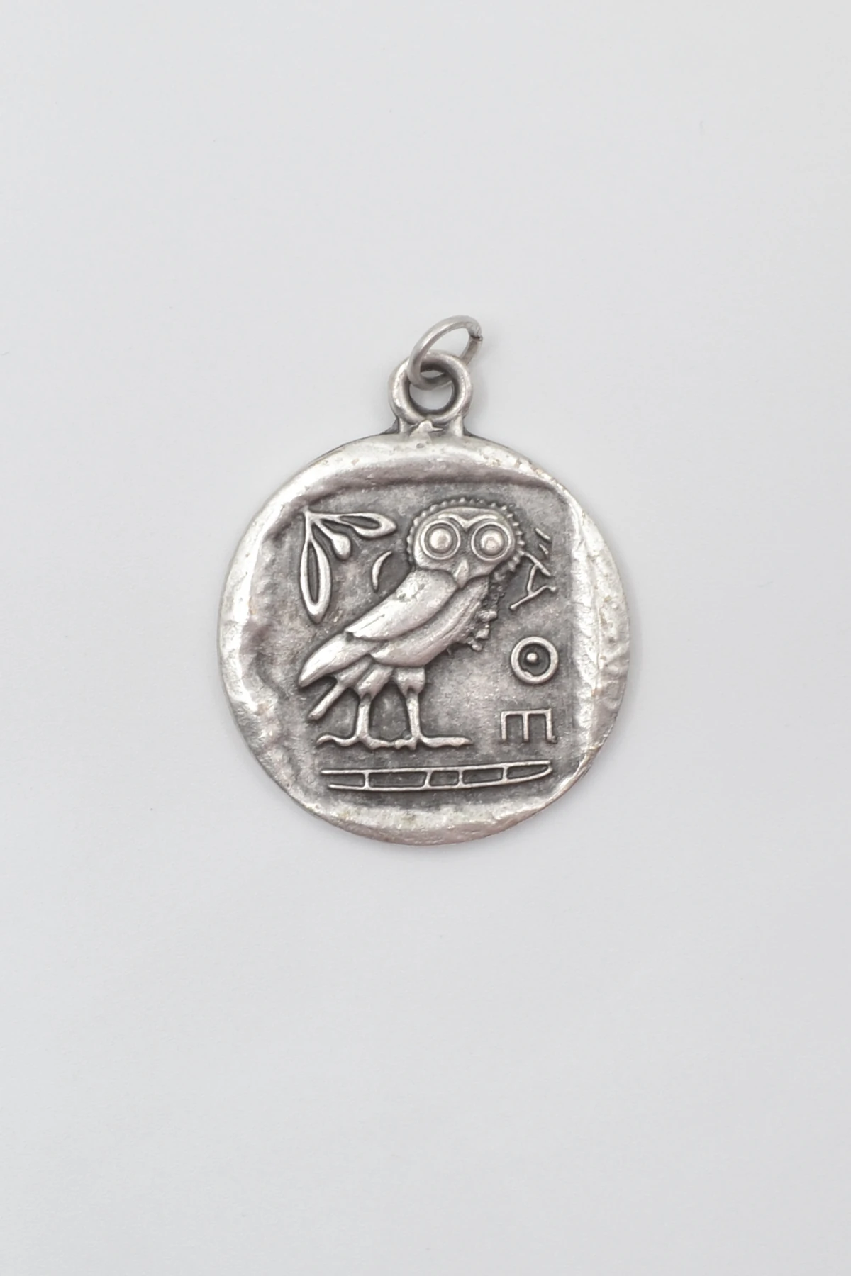 Yunan Mitolojisi Baykuş Kolye Ucu - Gümüş ( Silver ) Renk