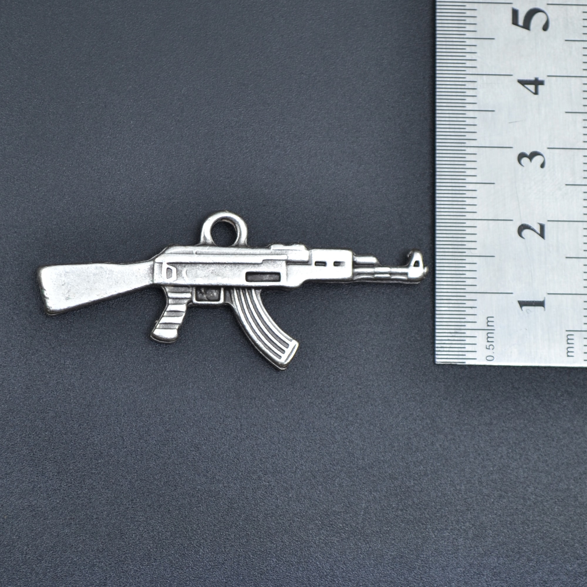 Pubg Keleş Ak-47 Kalaşnikof Kolye - Gümüş ( Silver ) Renk - 60 cm Örme Zincir Kolye
