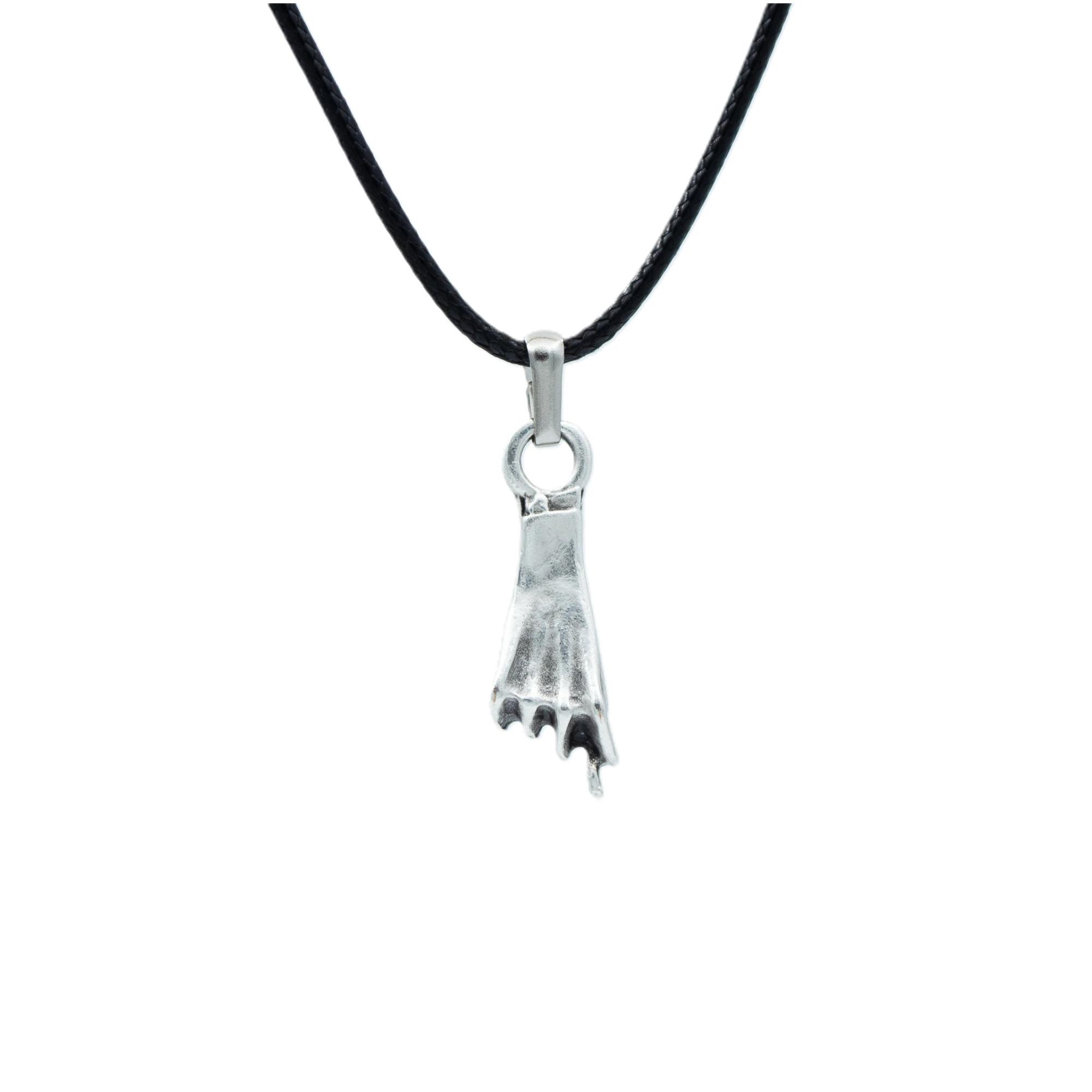 Nah El Hareketi Kolye - Gümüş ( Silver ) Renk - 60 cm Deri İp Kolye