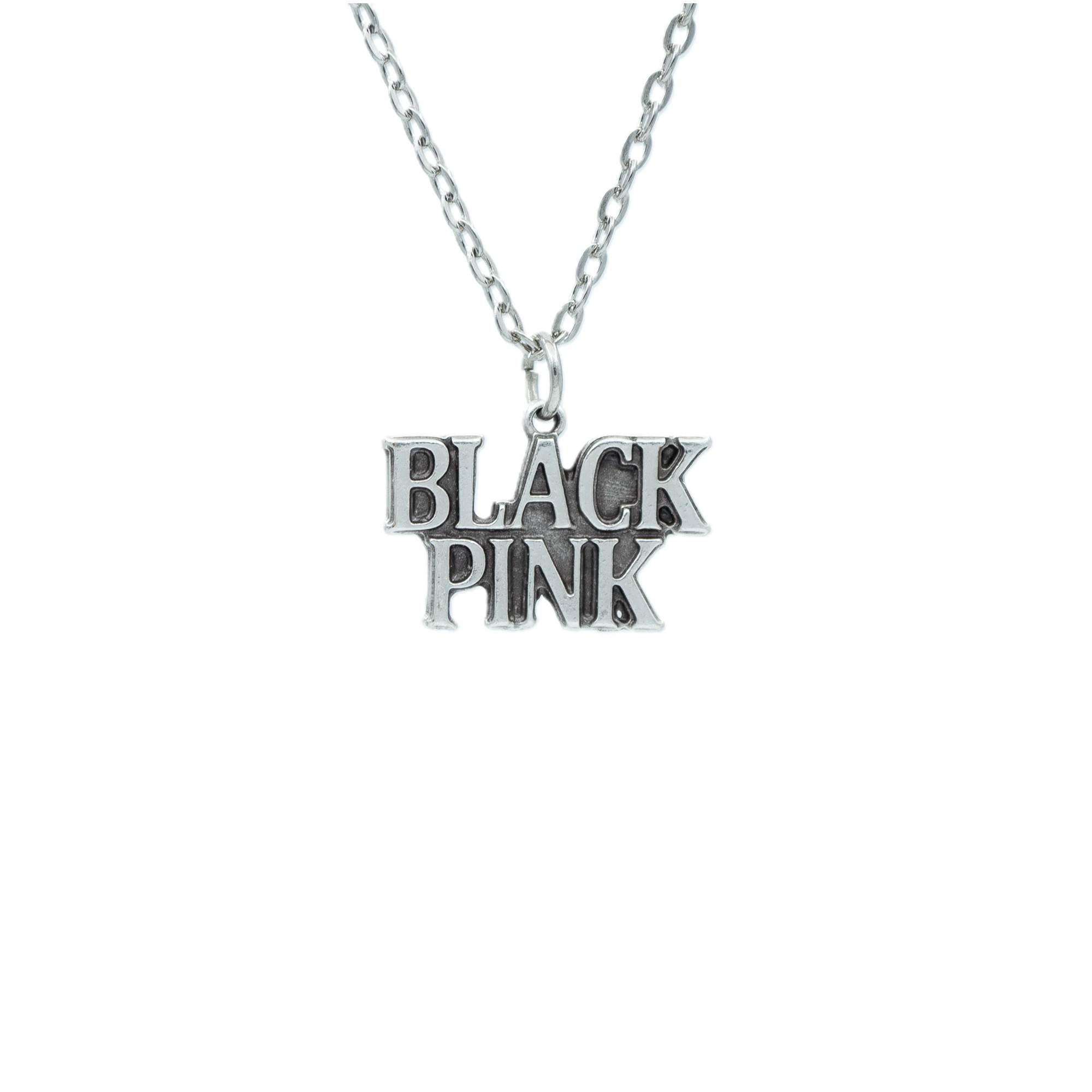 Black Pink Kolye - Gümüş ( Silver ) Renk - 60 cm Düz Ezme Zincir Kolye