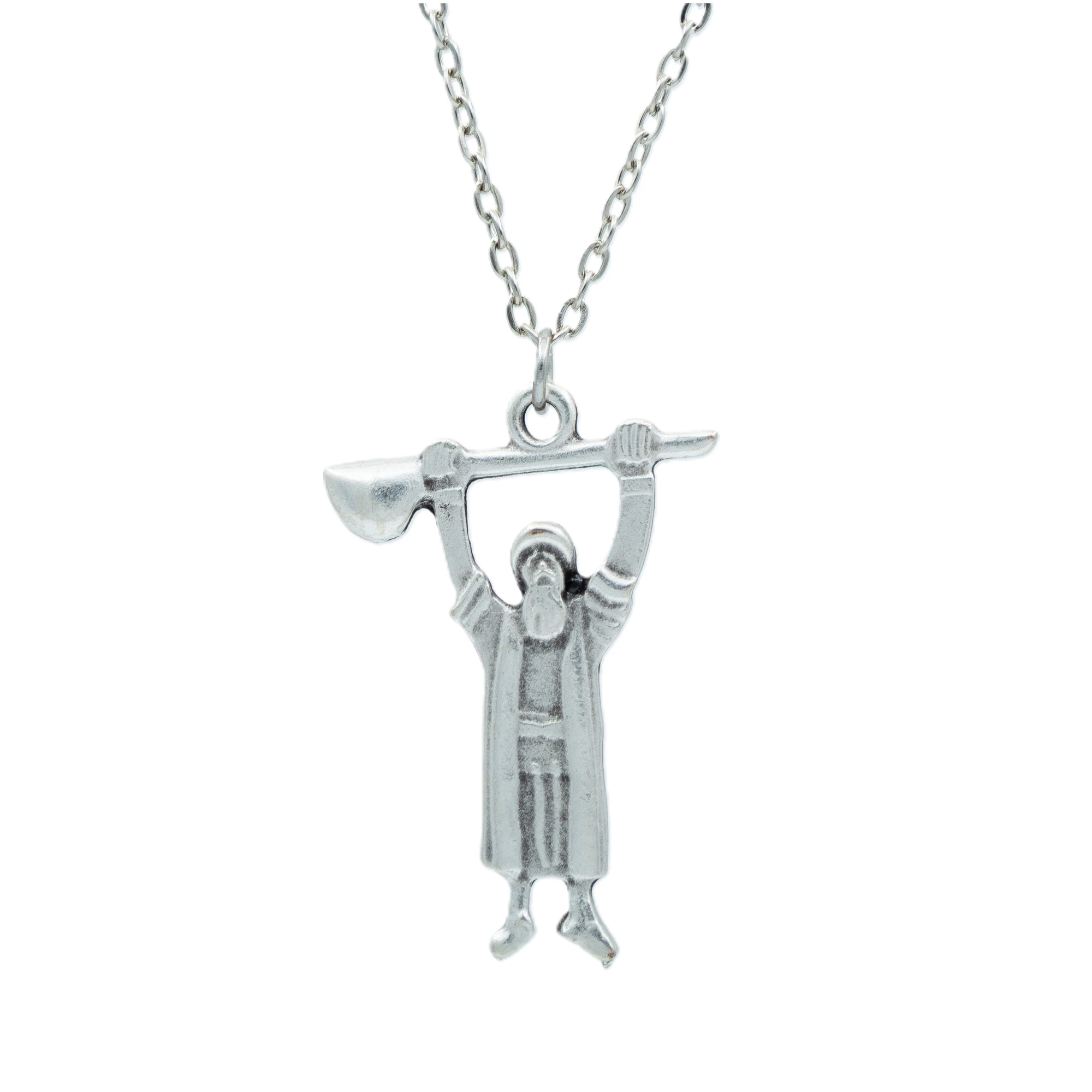 Pir Sultan Abdal Kolye - Gümüş ( Silver ) Renk - 60 cm Düz Ezme Zincir Kolye