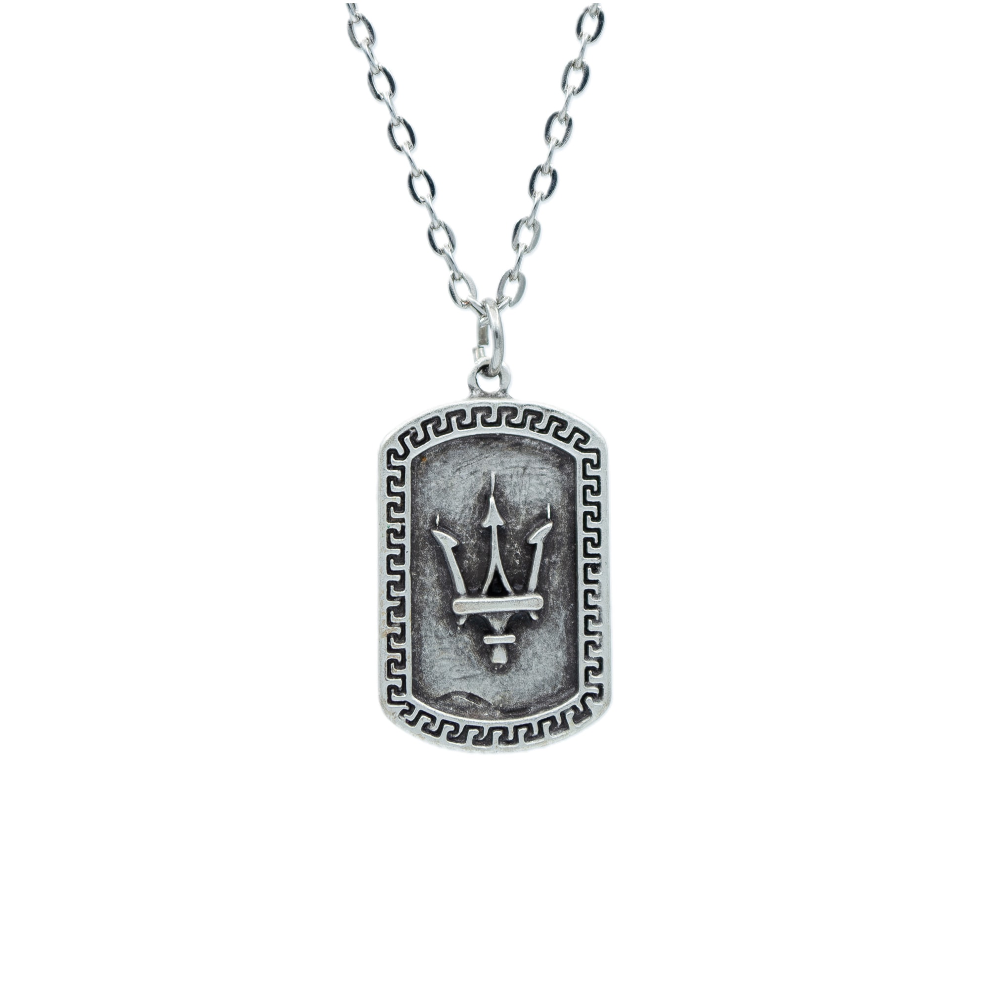 Poseidon - Mızrak Kolye - Gümüş ( Silver ) Renk - 60 cm Düz Ezme Zincir Kolye
