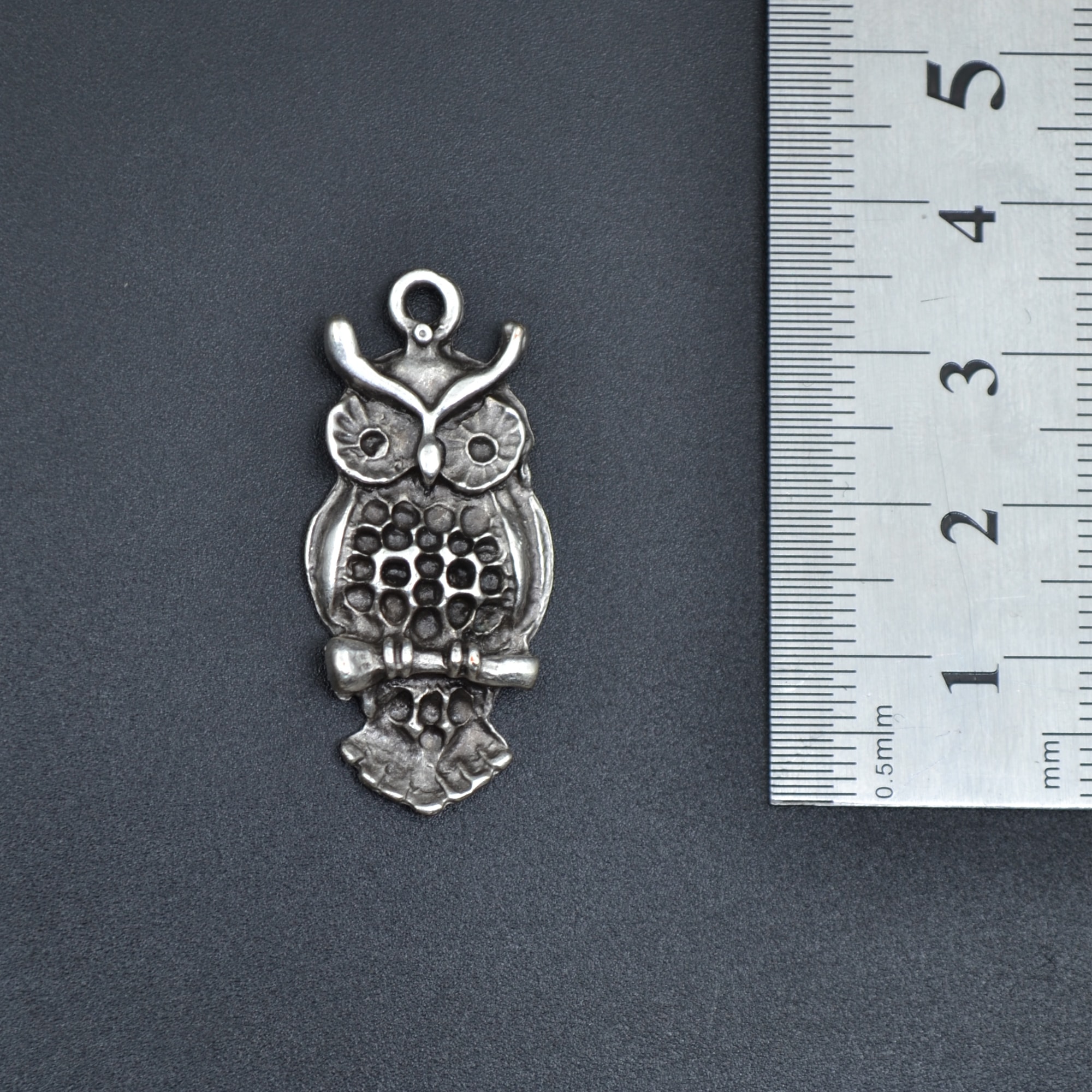 Minimal Baykuş Kolye - Gümüş ( Silver ) Renk - 60 cm Düz Ezme Zincir Kolye