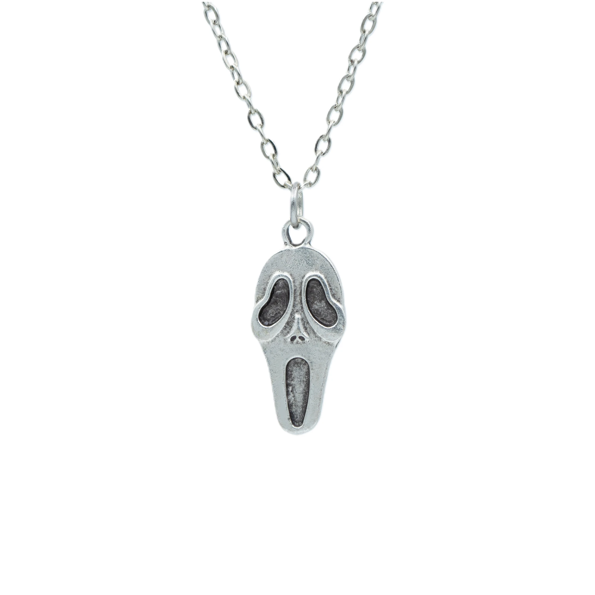 Scream - Çığlık Kolye - Gümüş ( Silver ) Renk - 60 cm Düz Ezme Zincir Kolye