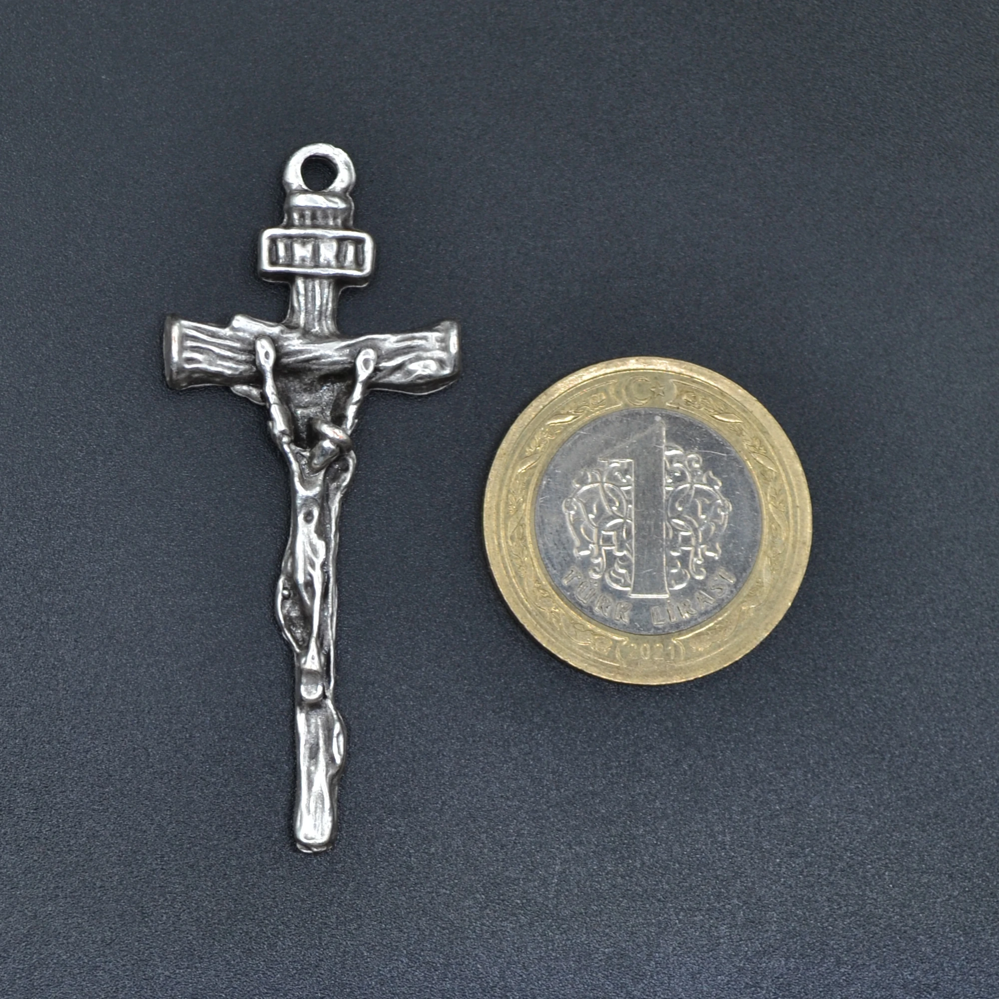 Hz. İsa Haç Kolye Ucu - Gümüş ( Silver ) Renk