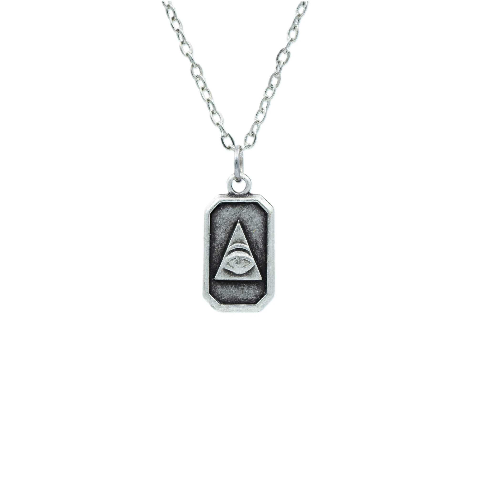 Minimal Göz Kolye - Gümüş ( Silver ) Renk - 60 cm Düz Ezme Zincir Kolye