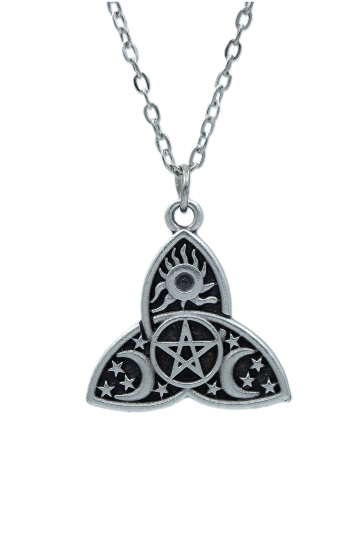 2'li Pentagram - Triquetra Güneş Ay Yıldız Erkek Kadın Kolye Seti