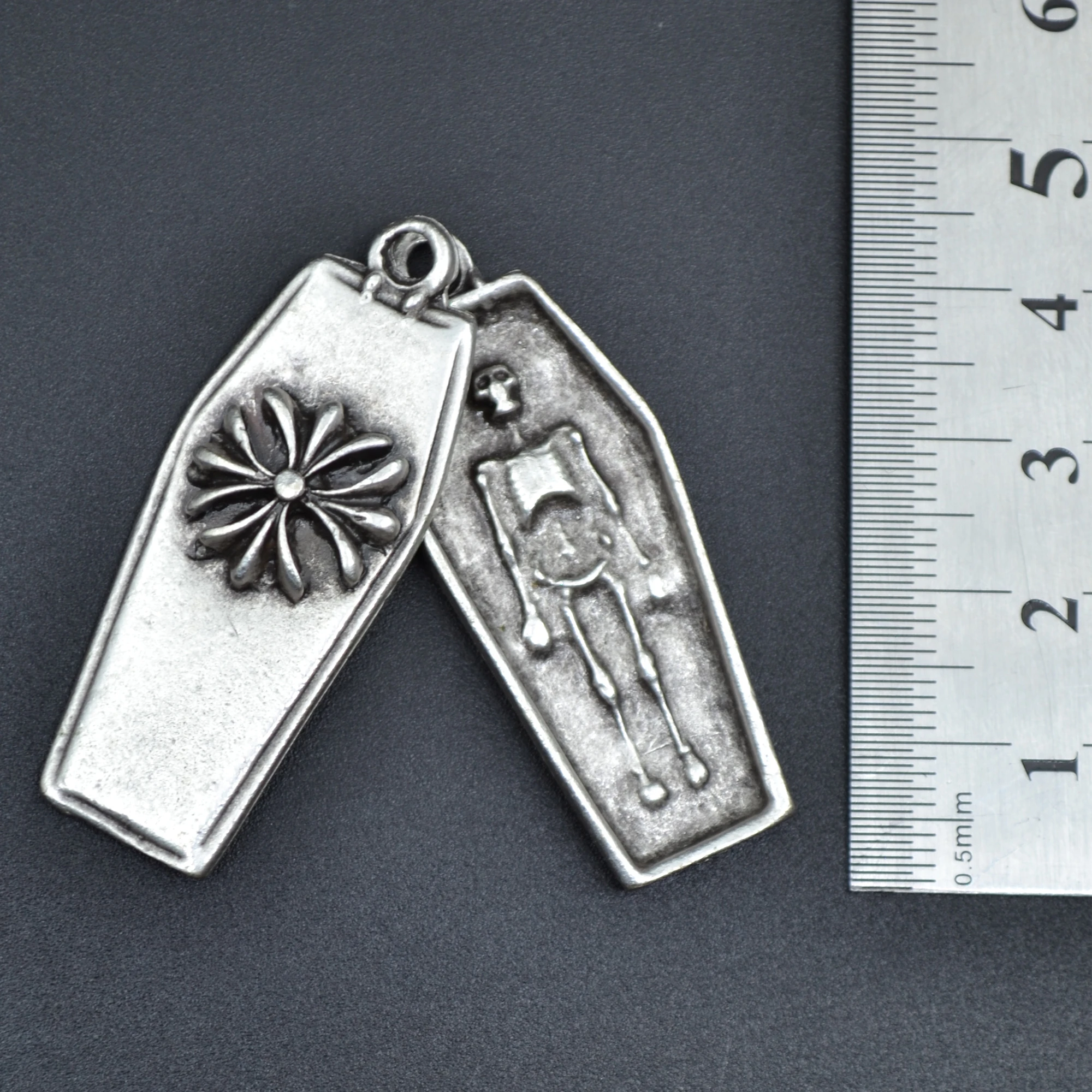 Tabut - İskelet Kolye Ucu - Gümüş ( Silver ) Renk