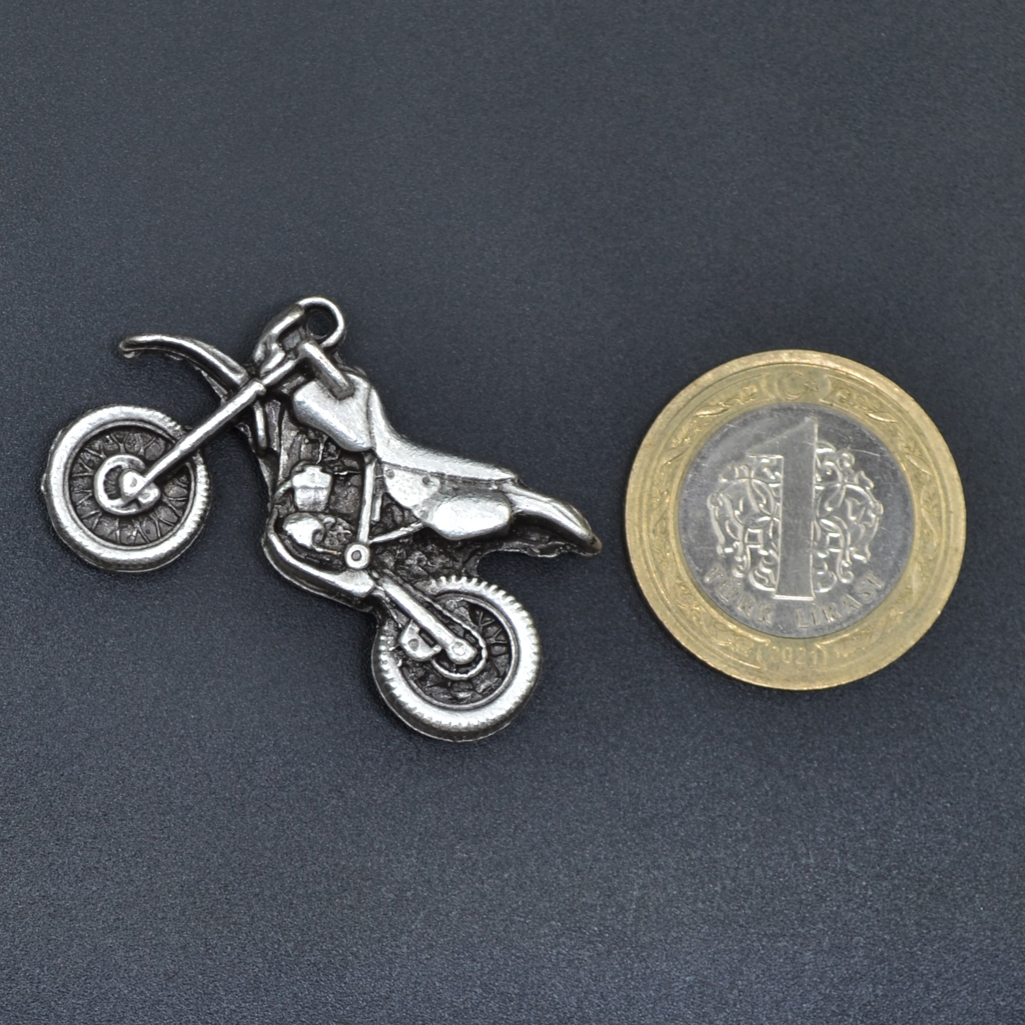 Cross Motor Kolye Ucu - Gümüş ( Silver ) Renk
