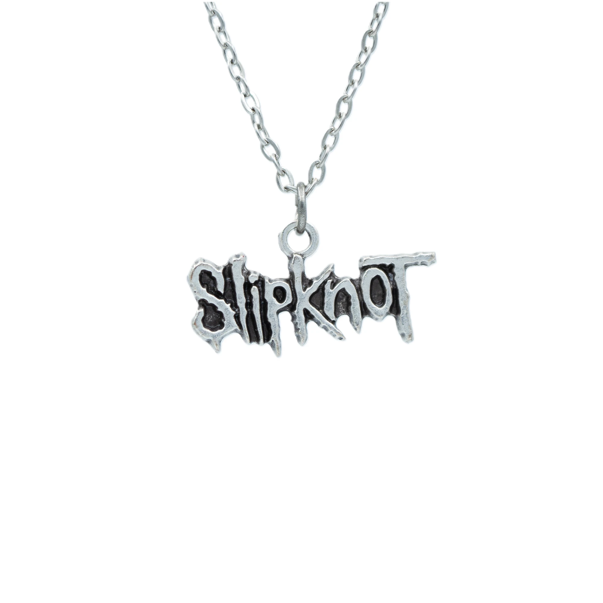 Slipknot Yazı Kolye - Gümüş ( Silver ) Renk - 60 cm Düz Ezme Zincir Kolye