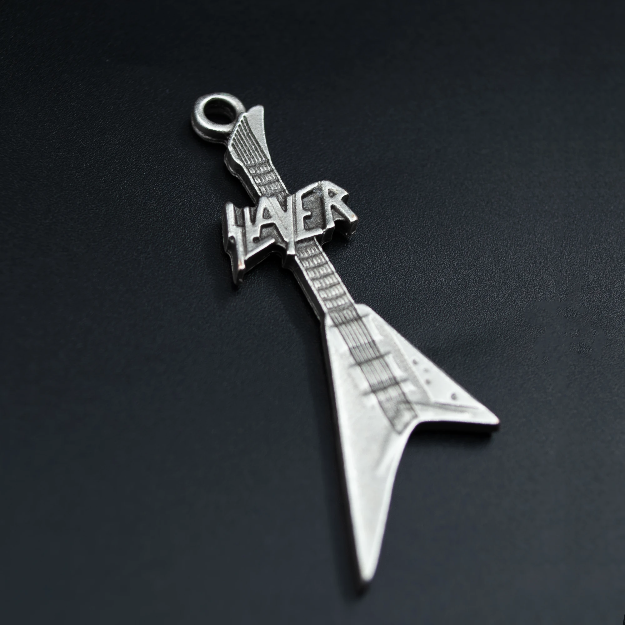 Slayer Elektro Gitar Kolye - Gümüş ( Silver ) Renk - 60 cm Örme Zincir Kolye