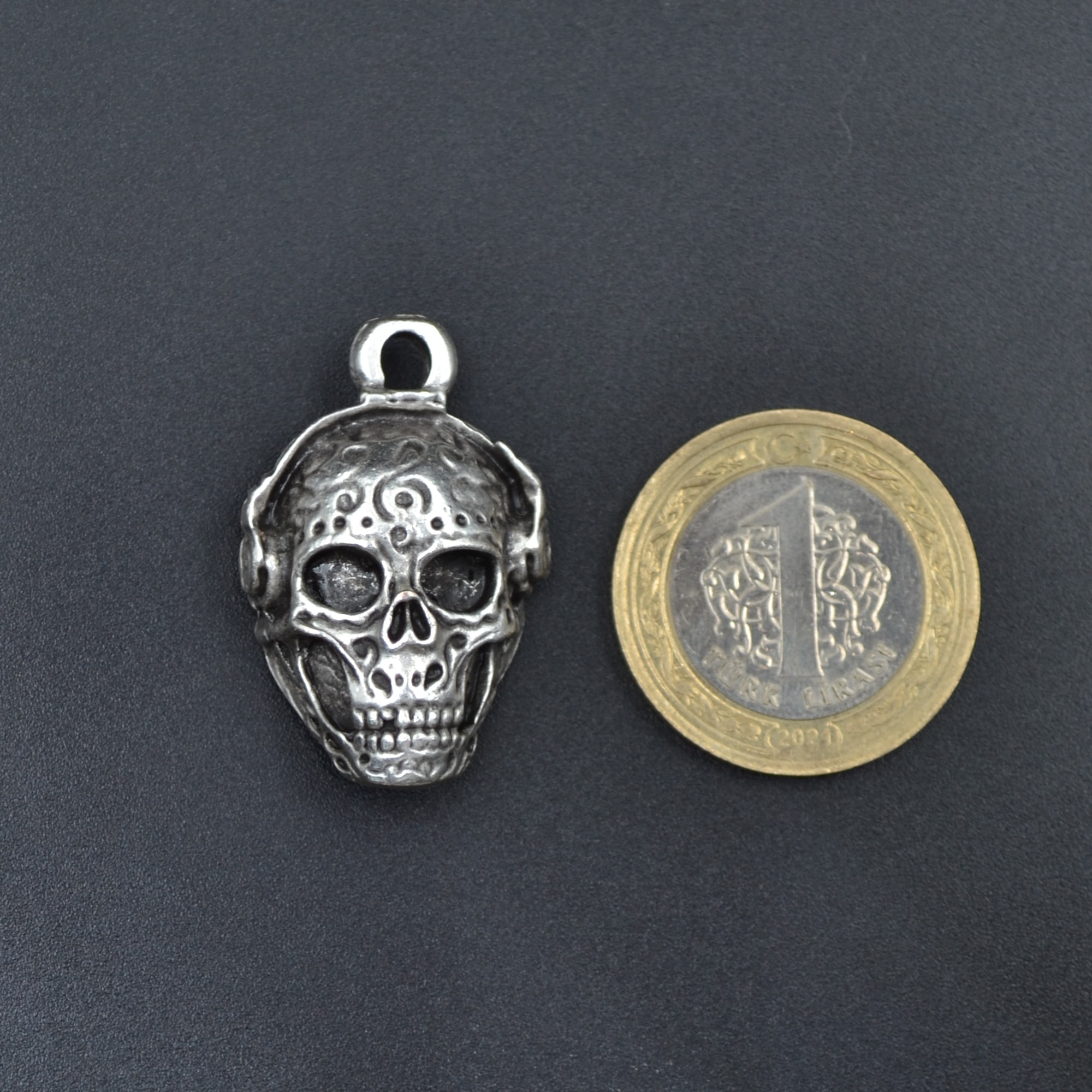 Dj Kuru Kafa Kolye - Gümüş ( Silver ) Renk - 60 cm Düz Ezme Zincir Kolye