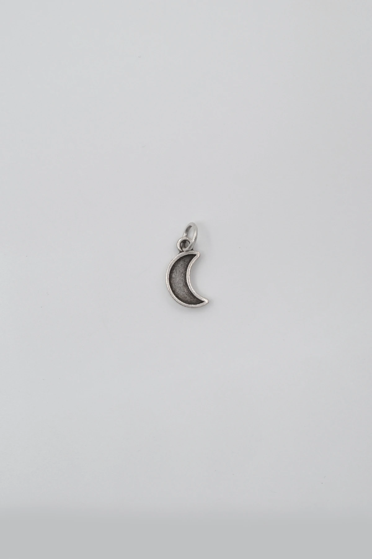 Minimalist Ay Örme Zincir Kolye - Antik Gümüş Kaplama - Kadın Erkek - 60 cm