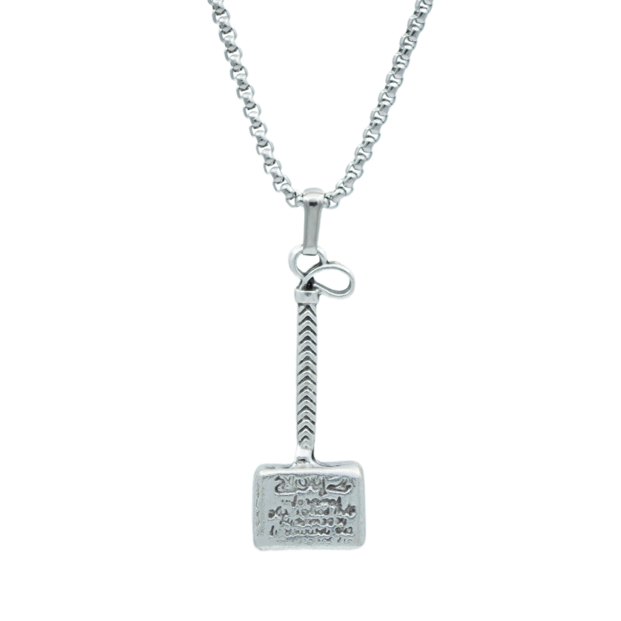 Thor Çekiç Kolye - Gümüş ( Silver ) Renk - 60 cm Örme Zincir Kolye