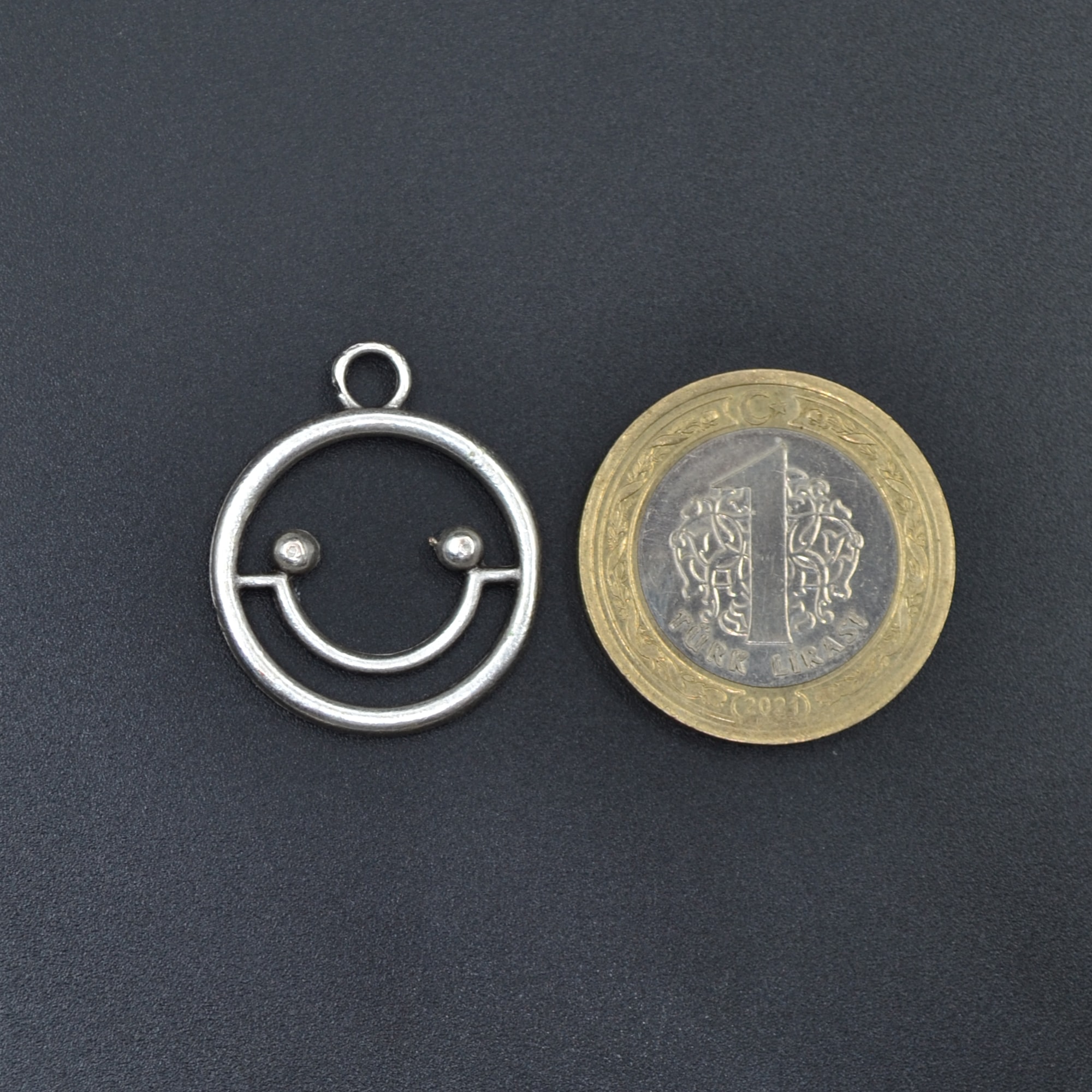 Minimal Gülen Surat - Smile Kolye Ucu - Gümüş ( Silver ) Renk