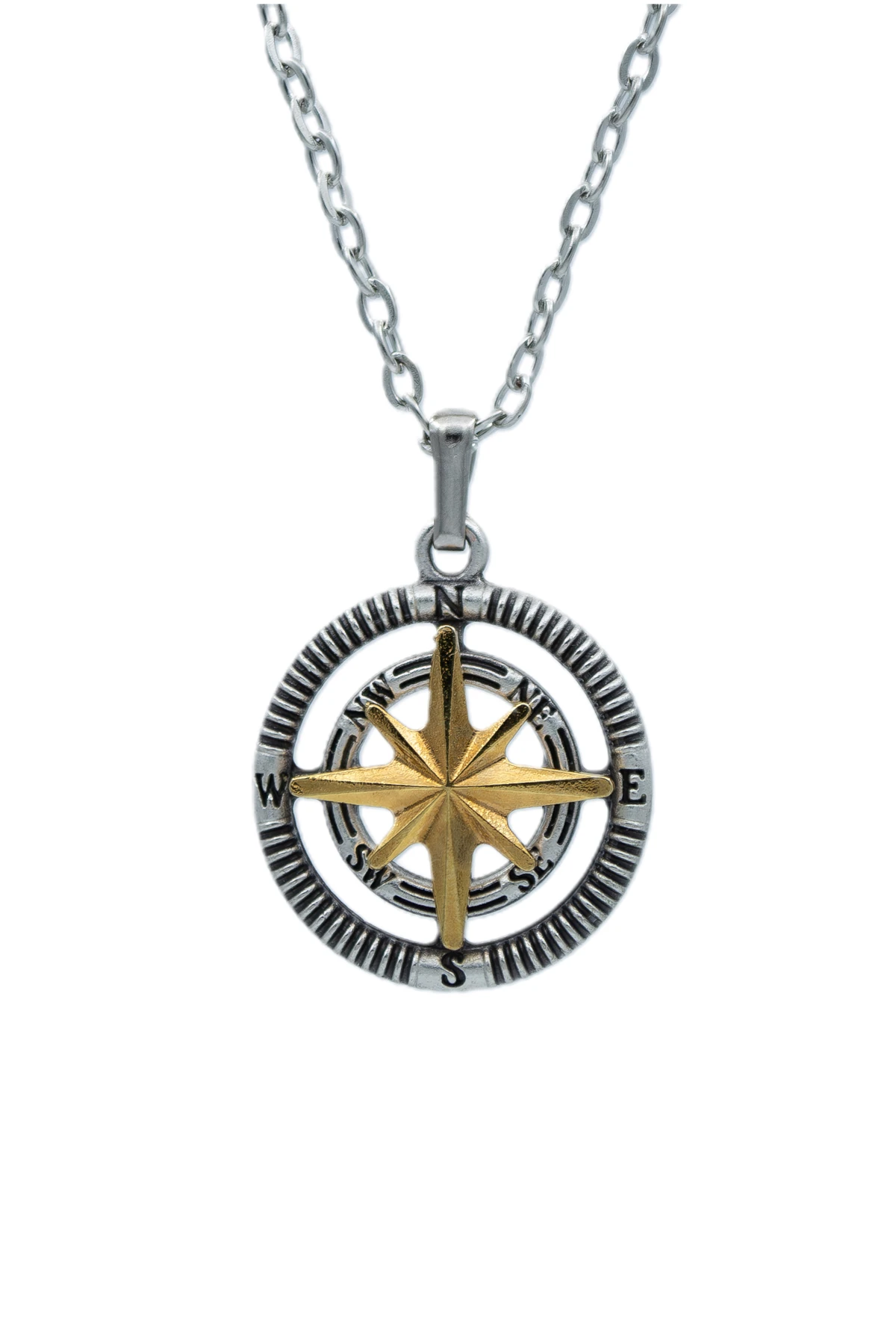 2'li Pusula Kutup Yıldızlı - Viking Pusula Erkek Kadın Kolye Seti