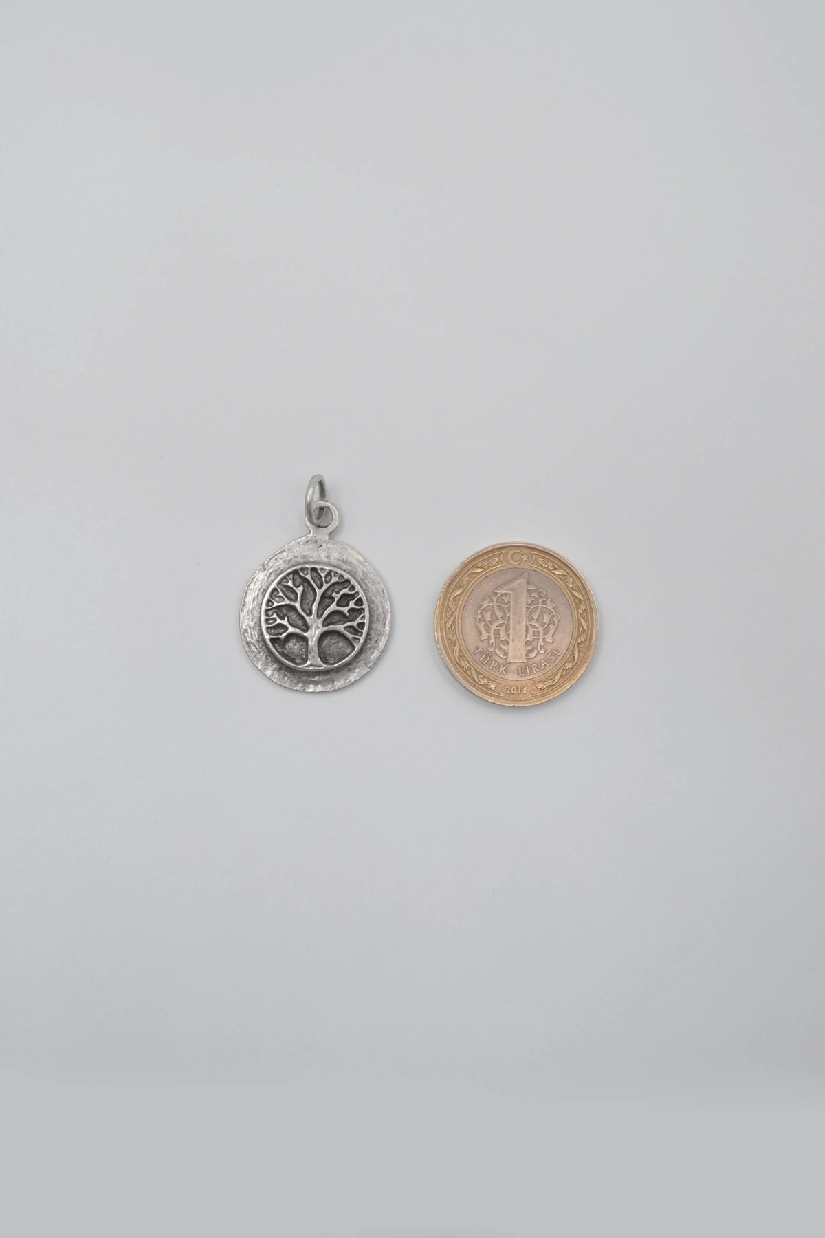 Yaşam - Hayat Ağacı Düz Ezme Zincir Kolye - Antik Gümüş Kaplama - Kadın Erkek - 60 cm