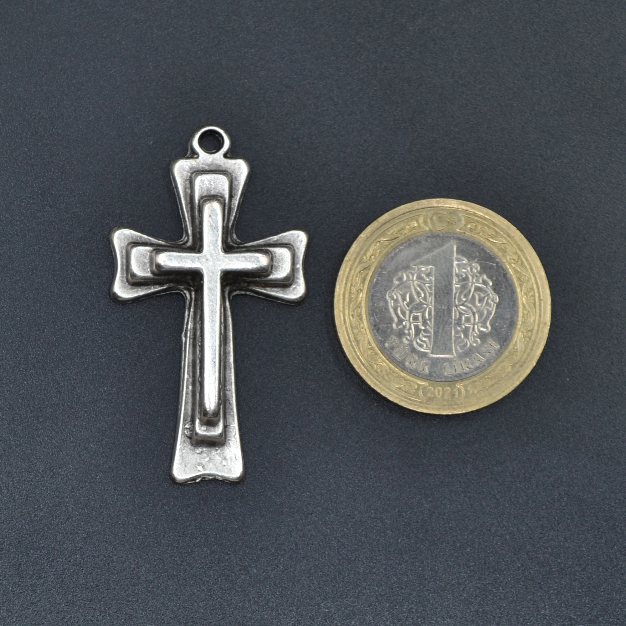 Haç Kolye Ucu - Gümüş ( Silver ) Renk