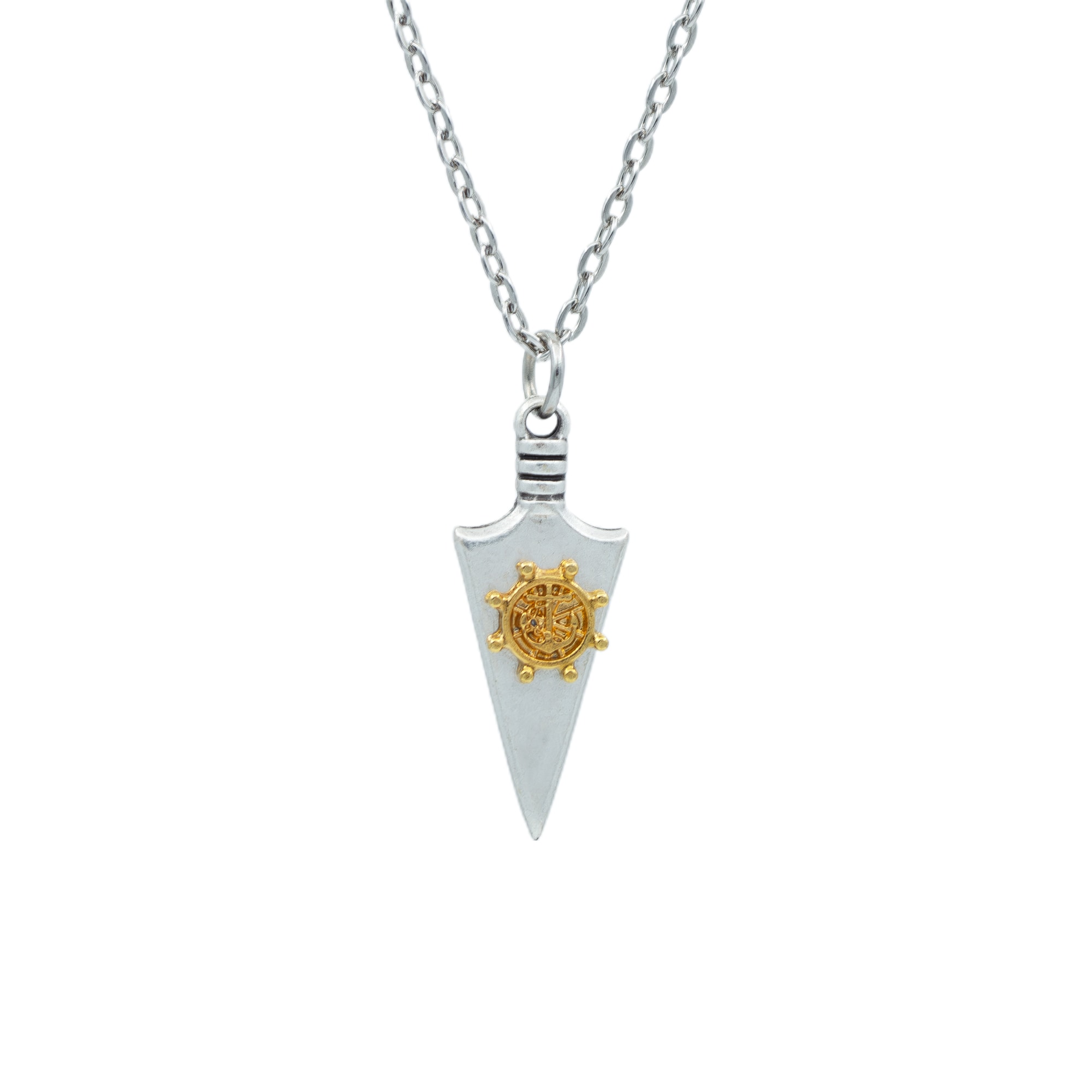 Ok Ucu Dümen Detaylı Kolye - Gümüş ( Silver ) Renk - 60 cm Düz Ezme Zincir Kolye