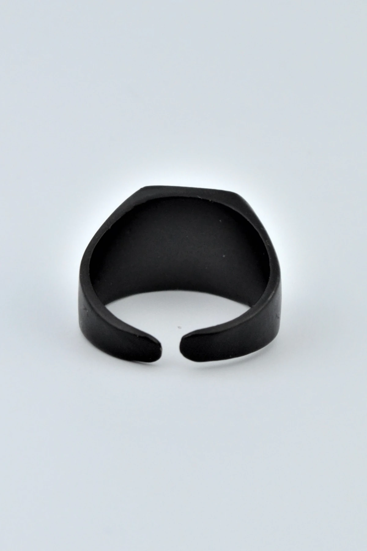 Ay Yıldız Kare Şovalye Mat Siyah Ayarlamalı Erkek Yüzük