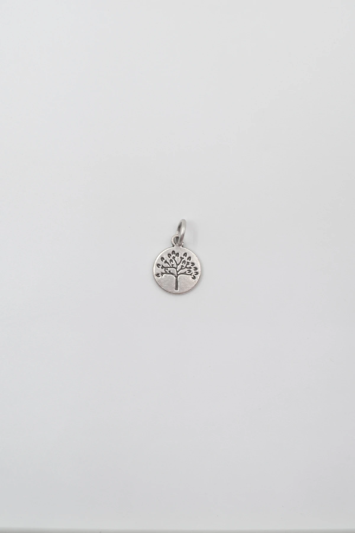 Yuvarlak Hayat Ağacı Kolye Ucu - Gümüş ( Silver ) Renk