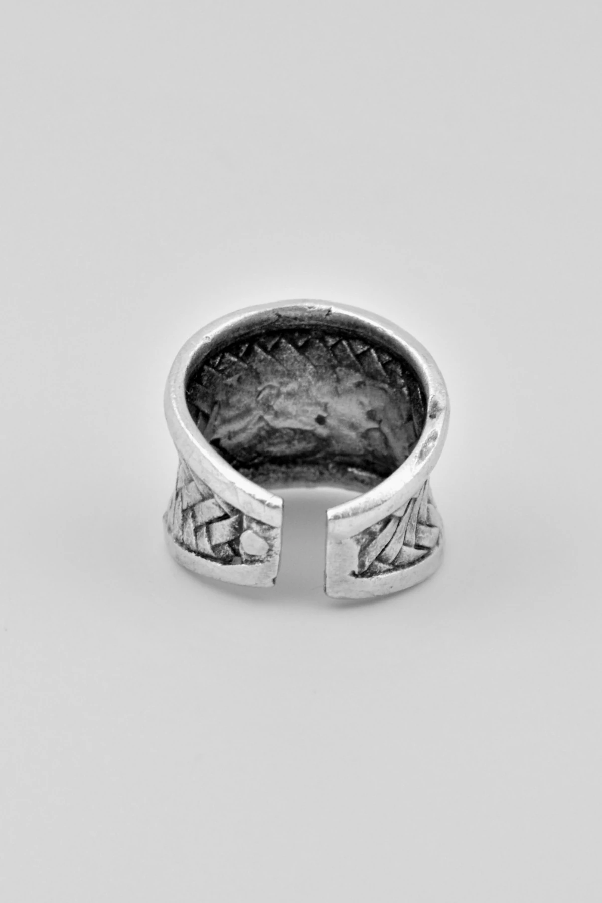 Örgü Görünümlü Gümüş Kaplama Ayarlamalı Kadın Erkek Yüzük