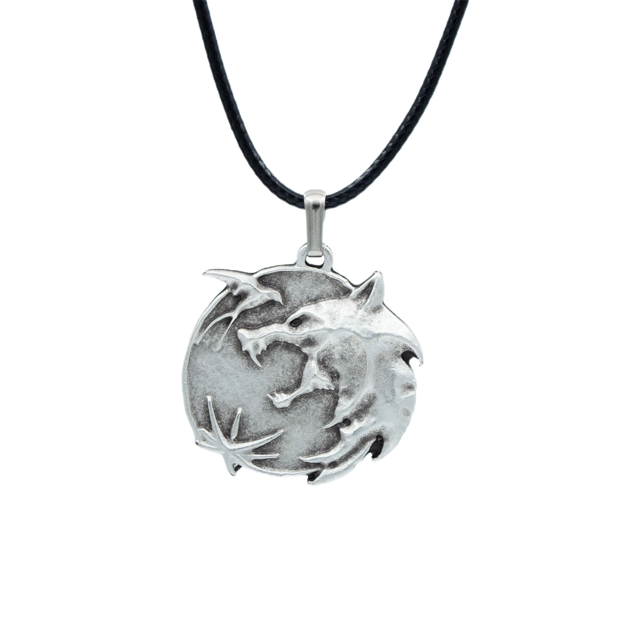 The Witcher 3 Madalyon Kolye - Gümüş ( Silver ) Renk - 60 cm Deri İp Kolye