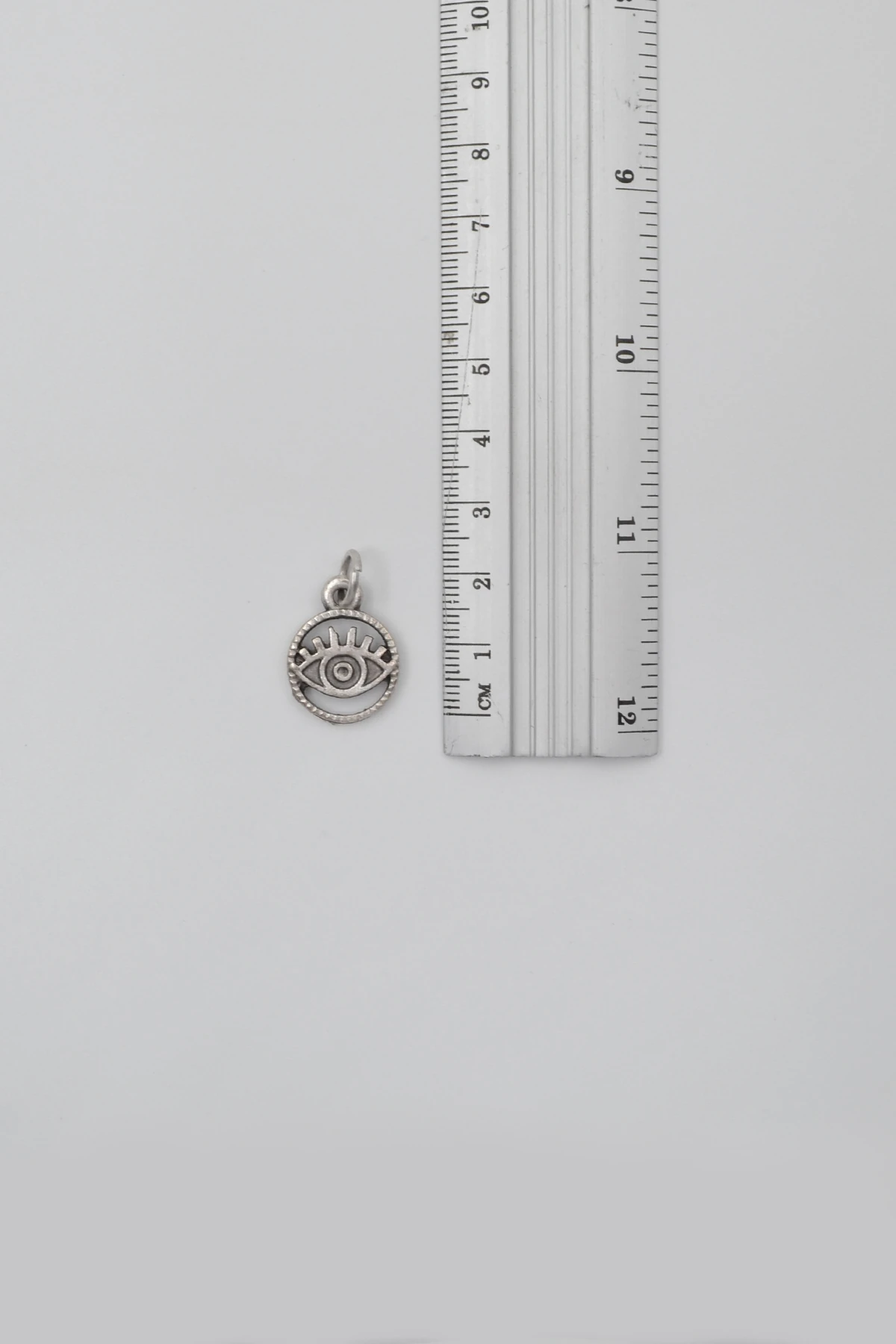 Minimalist Göz - Nazar Örme Zincir Kolye - Antik Gümüş Kaplama - Kadın Erkek - 60 cm