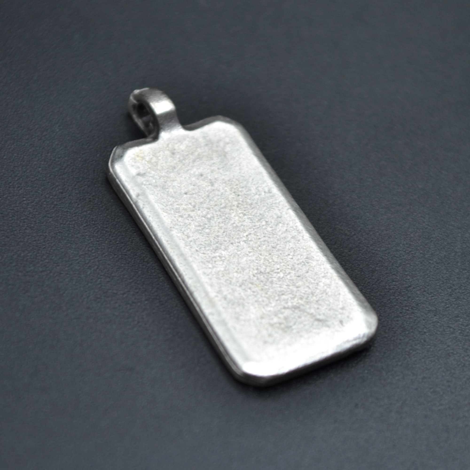 Geometrik - Dikdörtgen Kolye - Gümüş ( Silver ) Renk - 60 cm Deri İp Kolye