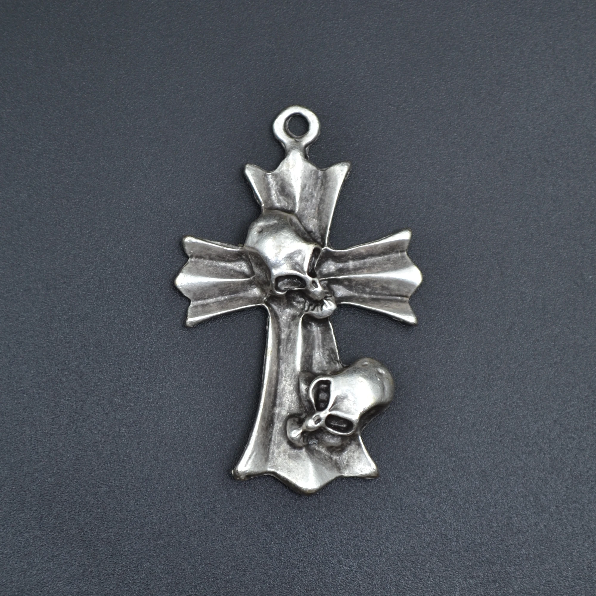 Kuru Kafa Haç Kolye - Gümüş ( Silver ) Renk - 60 cm Düz Ezme Zincir Kolye