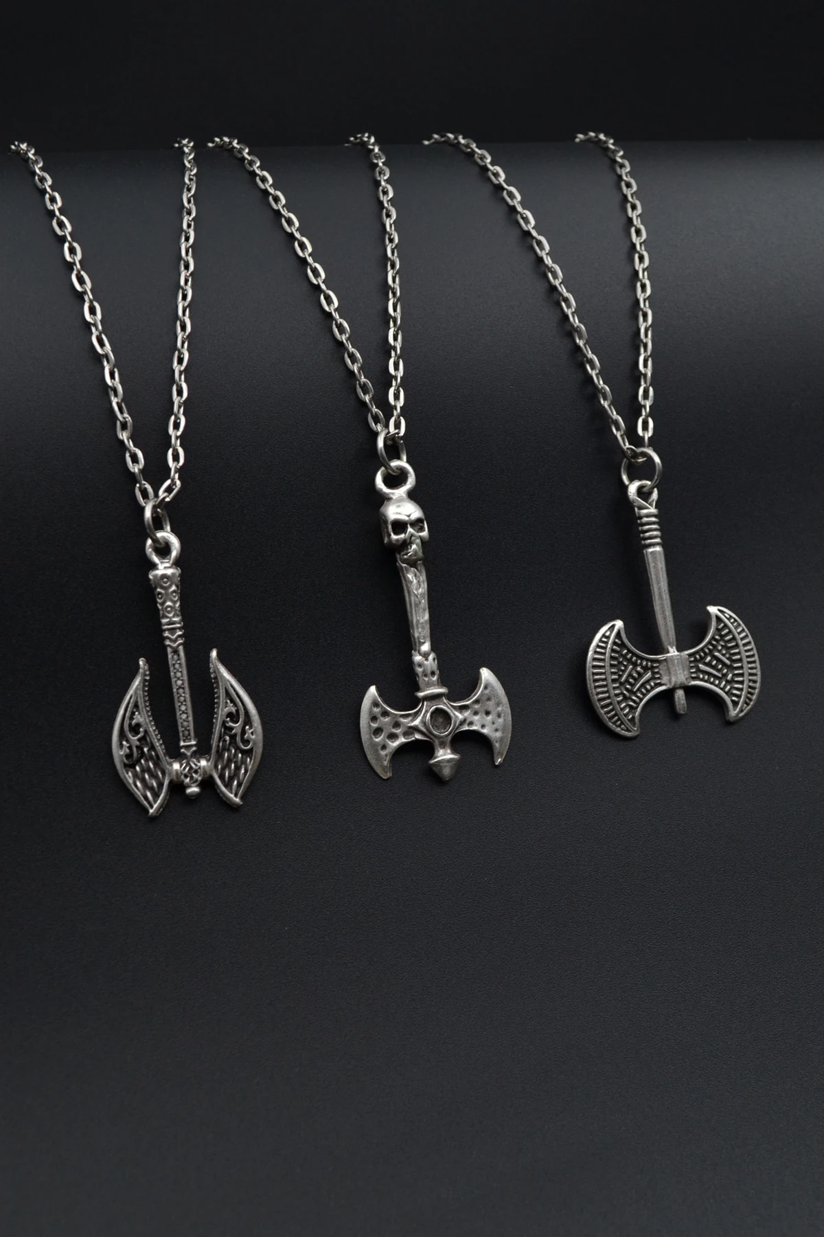 3'lü Çift Taraflı Balta Erkek Kadın Kolye Seti