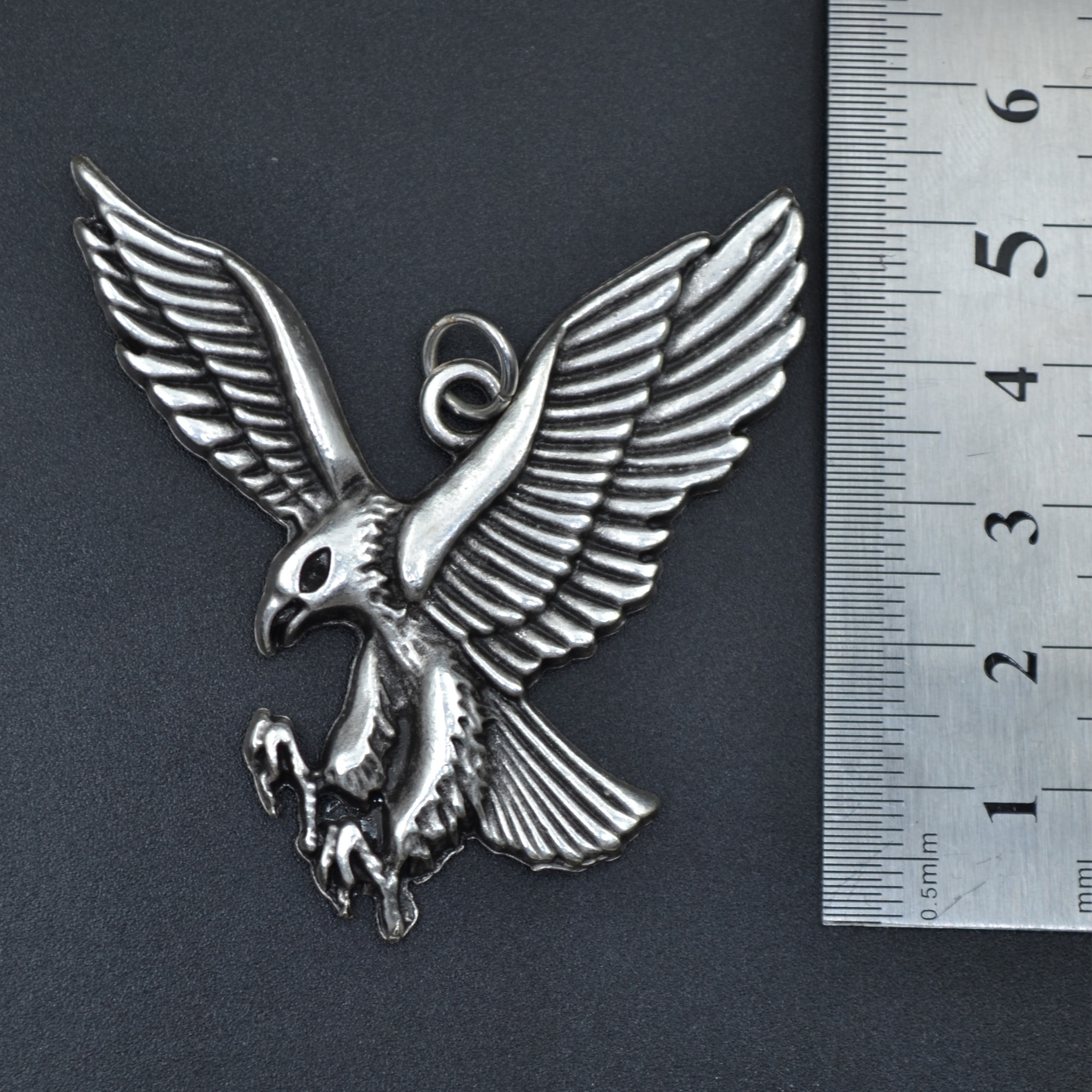 Kartal Kolye - Gümüş ( Silver ) Renk - 60 cm Deri İp Kolye