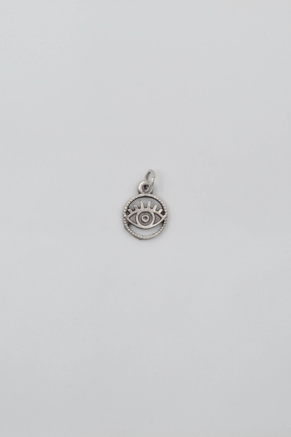 Minimalist Göz - Nazar Örme Zincir Kolye - Antik Gümüş Kaplama - Kadın Erkek - 60 cm