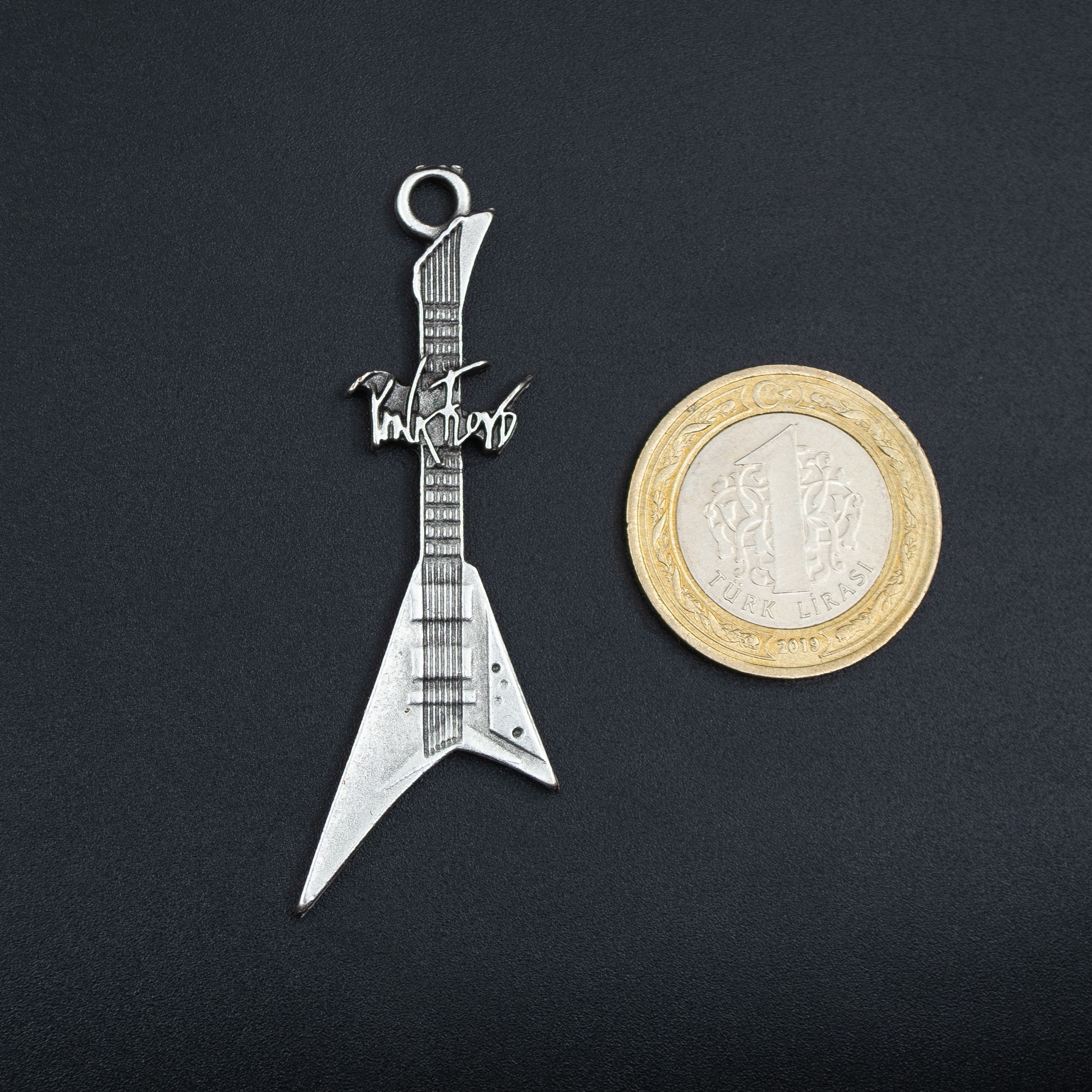 Pink Floyd Elektro Gitar Kolye Ucu - Gümüş ( Silver ) Renk