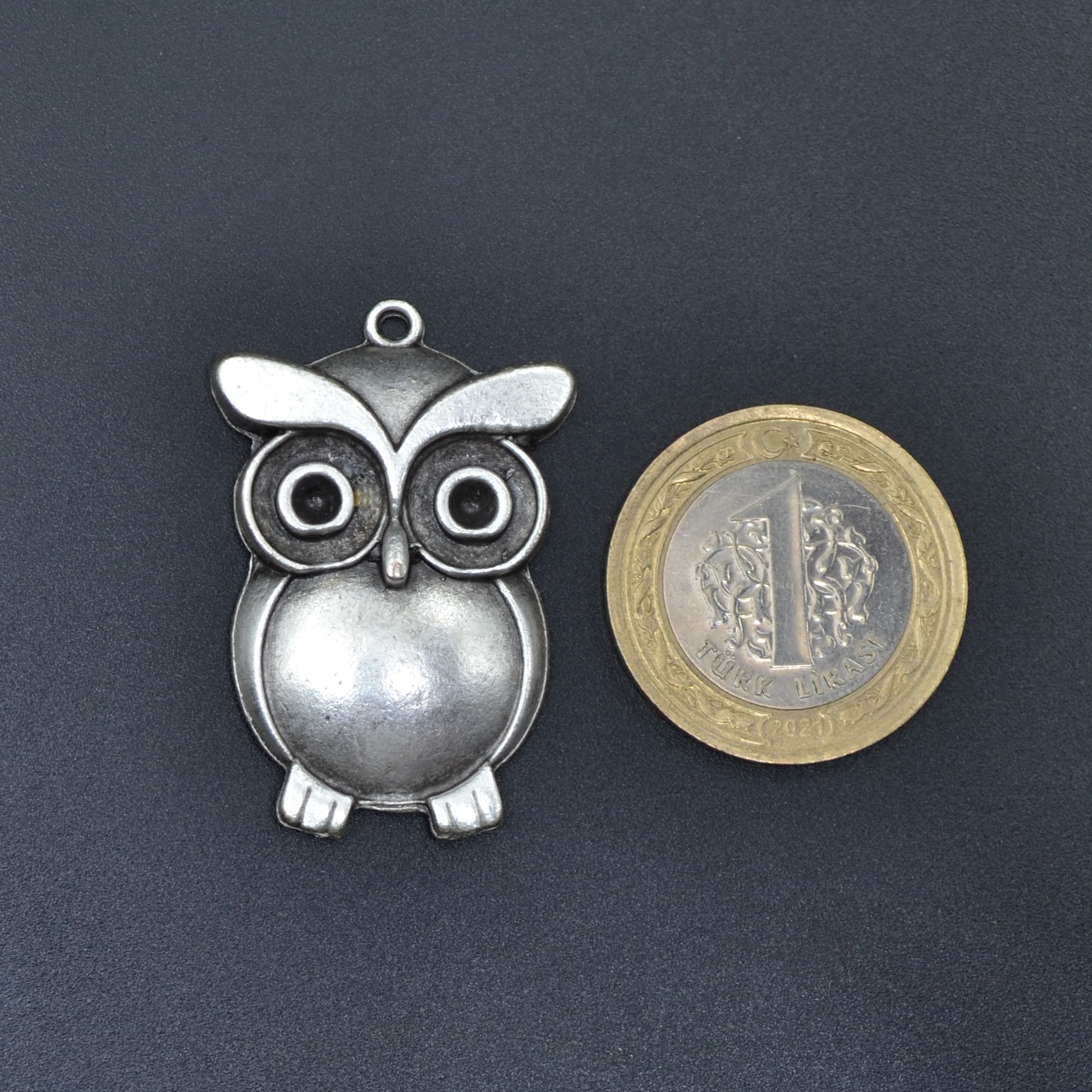 Baykuş Kolye Ucu - Gümüş ( Silver ) Renk