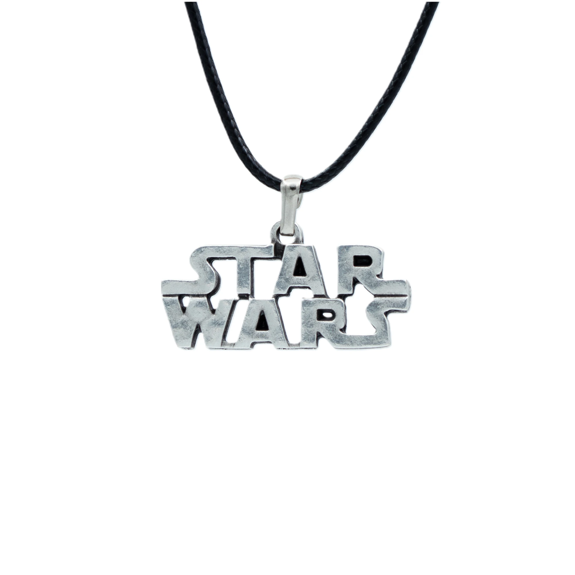 Star Wars Yazılı Kolye - Gümüş ( Silver ) Renk - 60 cm Deri İp Kolye