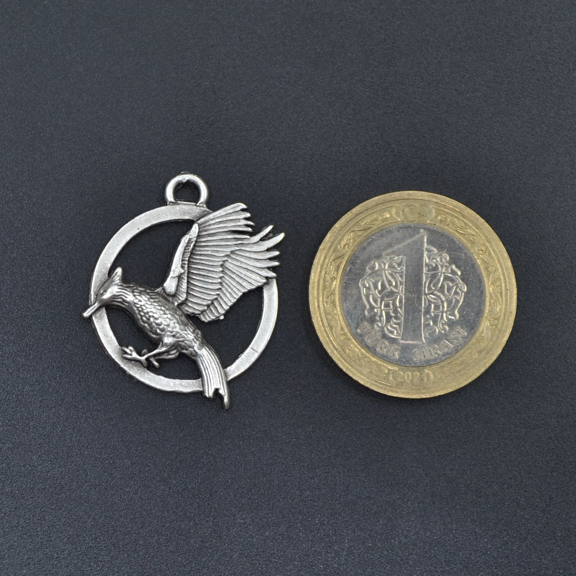 Alaycı Kuş Kolye - Gümüş ( Silver ) Renk - 60 cm Düz Ezme Zincir Kolye