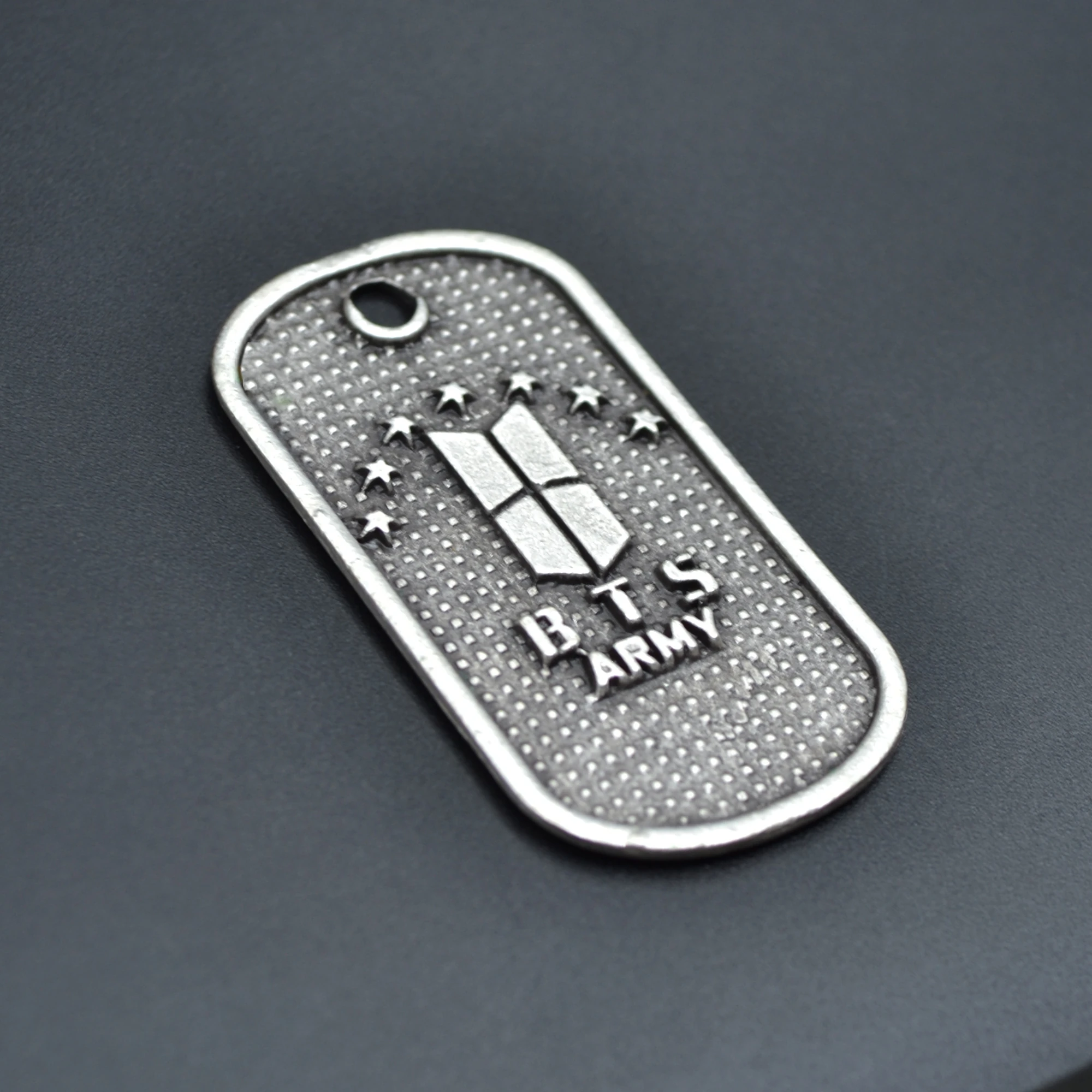 BTS Army Künye Kolye - Gümüş ( Silver ) Renk - 60 cm Örme Zincir Kolye