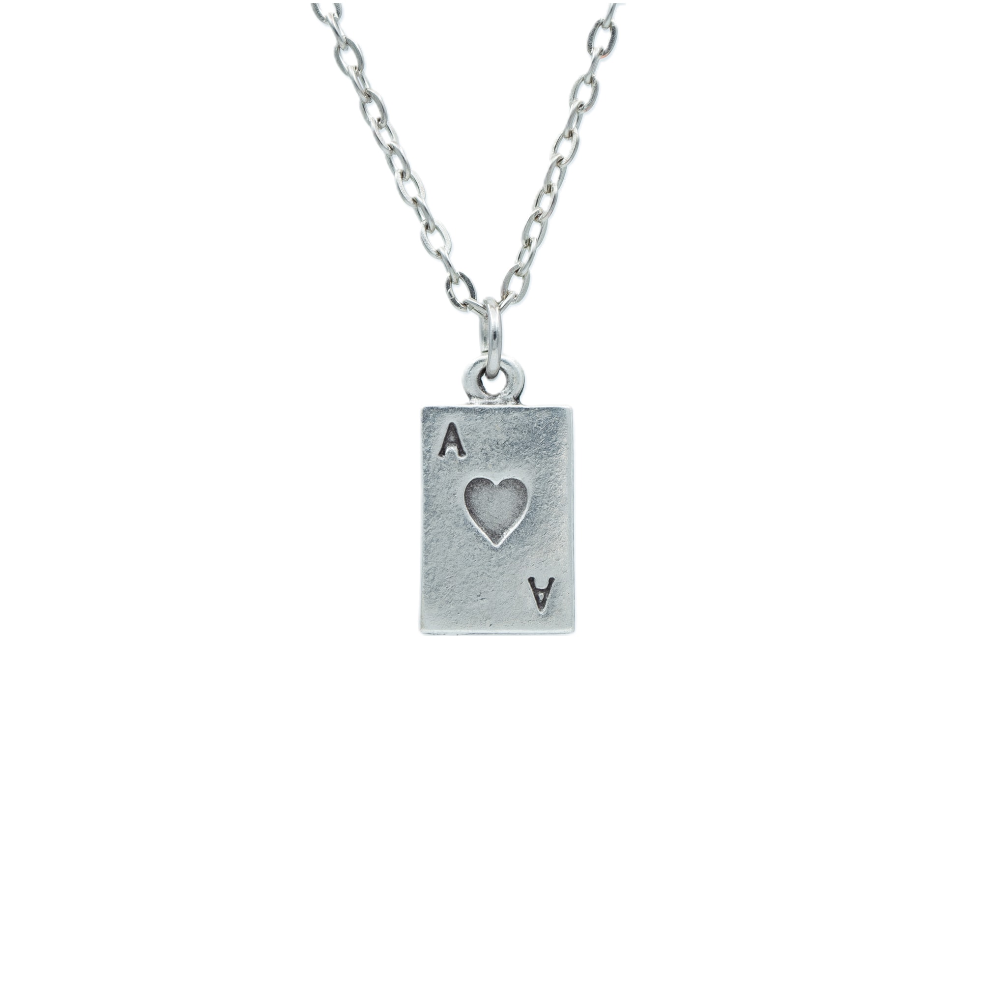 Minimal Kupa As Poker İskambil Kolye - Gümüş ( Silver ) Renk - 60 cm Düz Ezme Zincir Kolye