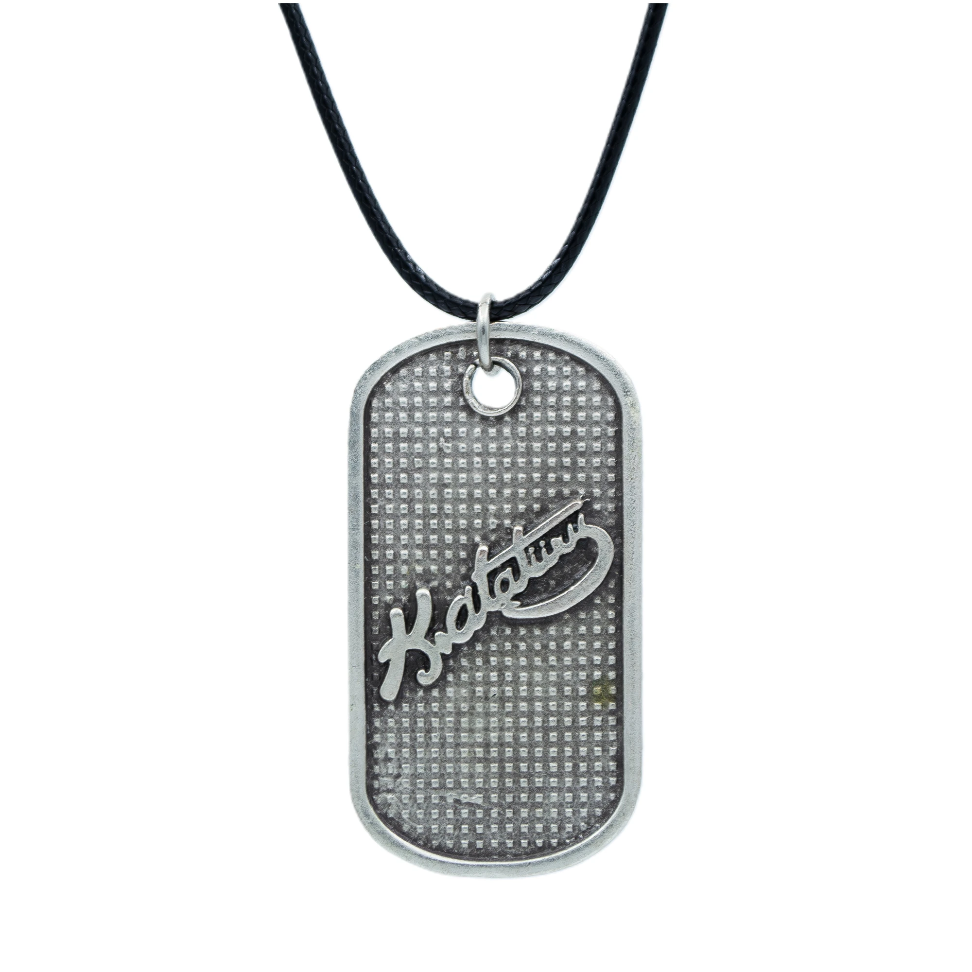 Kemal Atatürk İmzalı Künye Kolye - Gümüş ( Silver ) Renk - 60 cm Deri İp Kolye