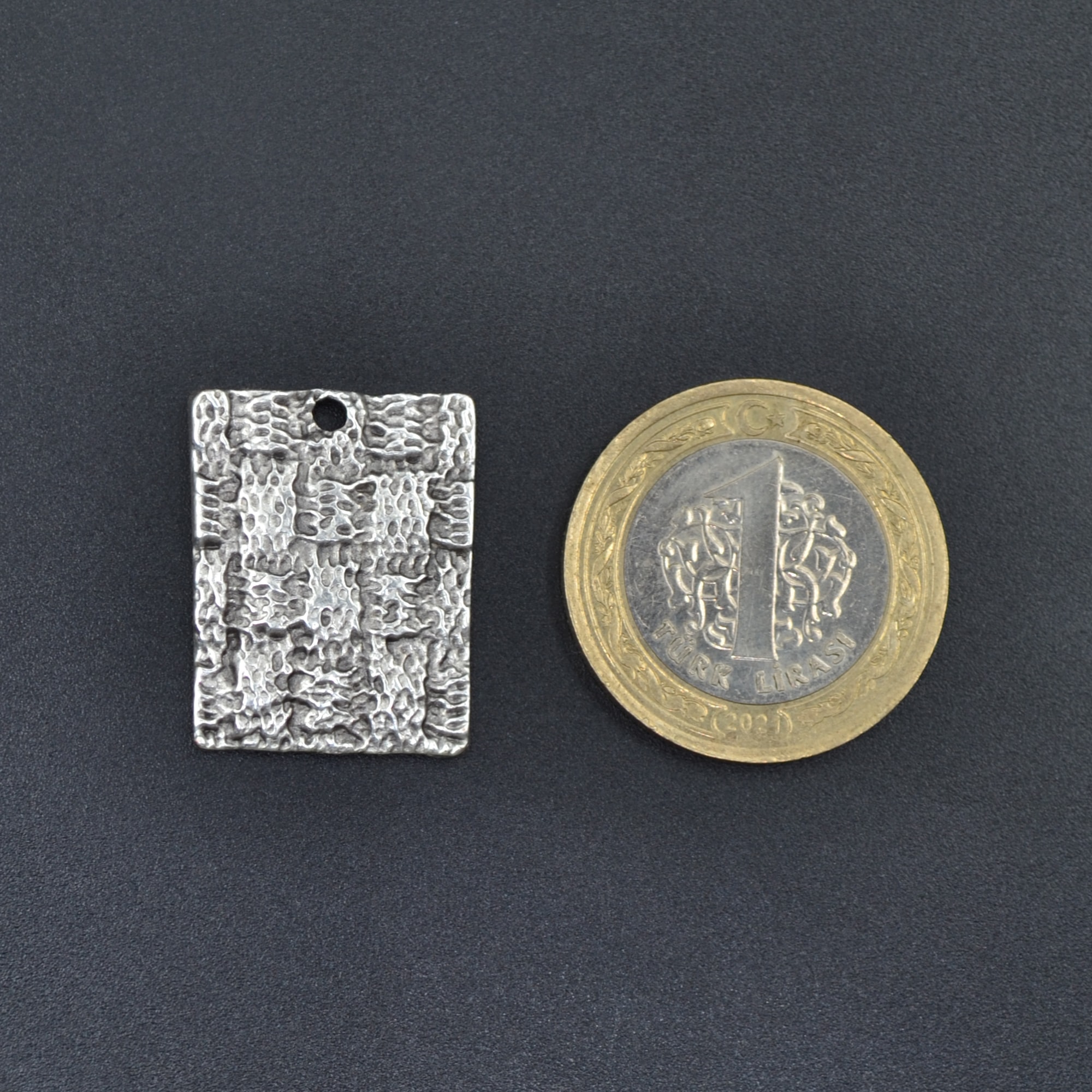 Trend Plaka Kolye Ucu - Gümüş ( Silver ) renk
