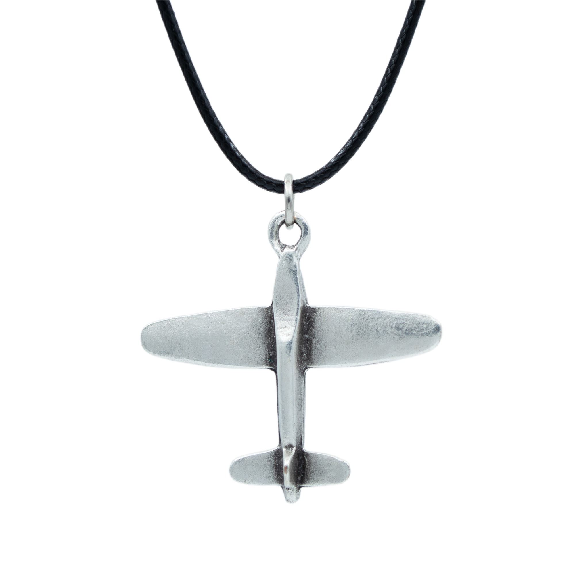 Uçak Kolye - Gümüş ( Silver ) Renk - 60 cm Deri İp Kolye