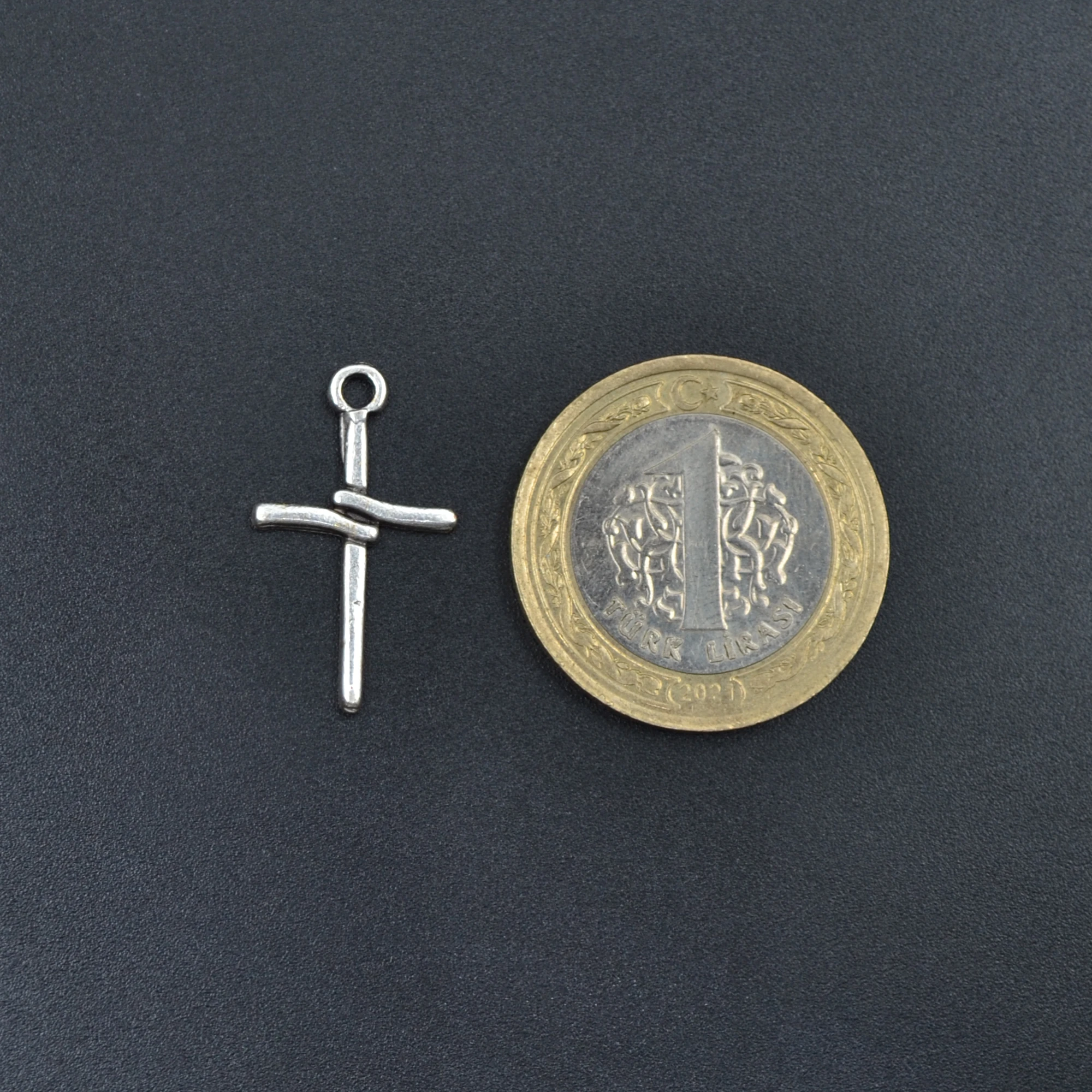 Minimal Haç Kolye Ucu - Gümüş ( Silver ) Renk