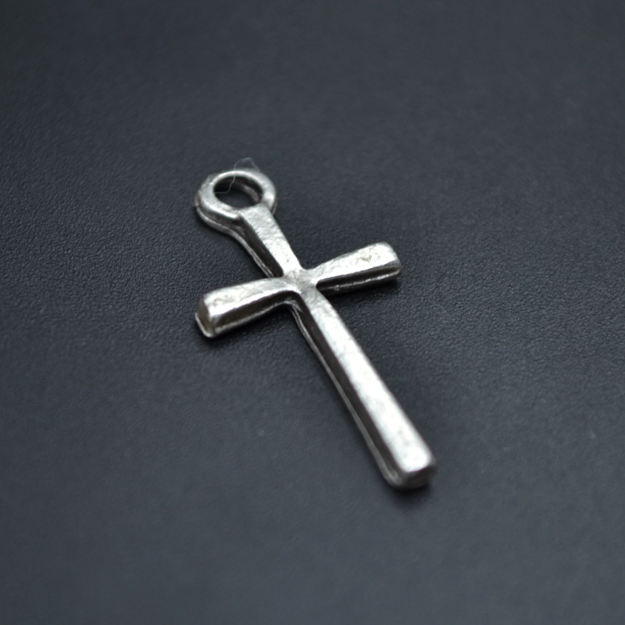 Minimal Haç Kolye - Gümüş ( Silver ) Renk - 60 cm Örme Zincir Kolye