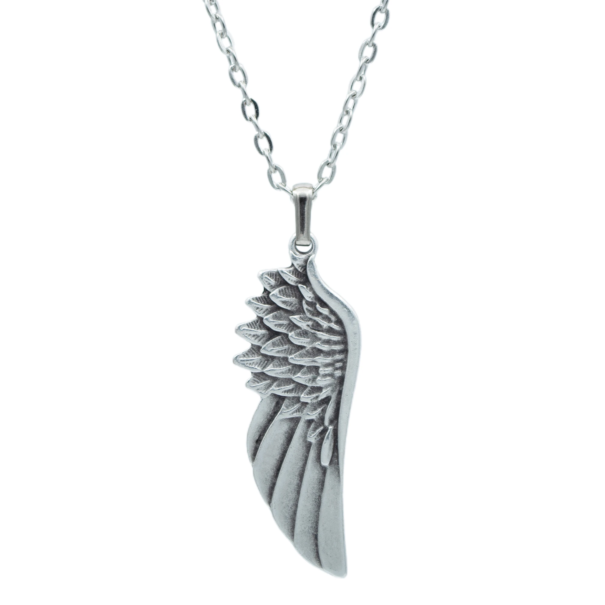 Kartal Melek Kanadı Kolye - Gümüş ( Silver ) Renk - 60 cm Düz Ezme Zincir Kolye