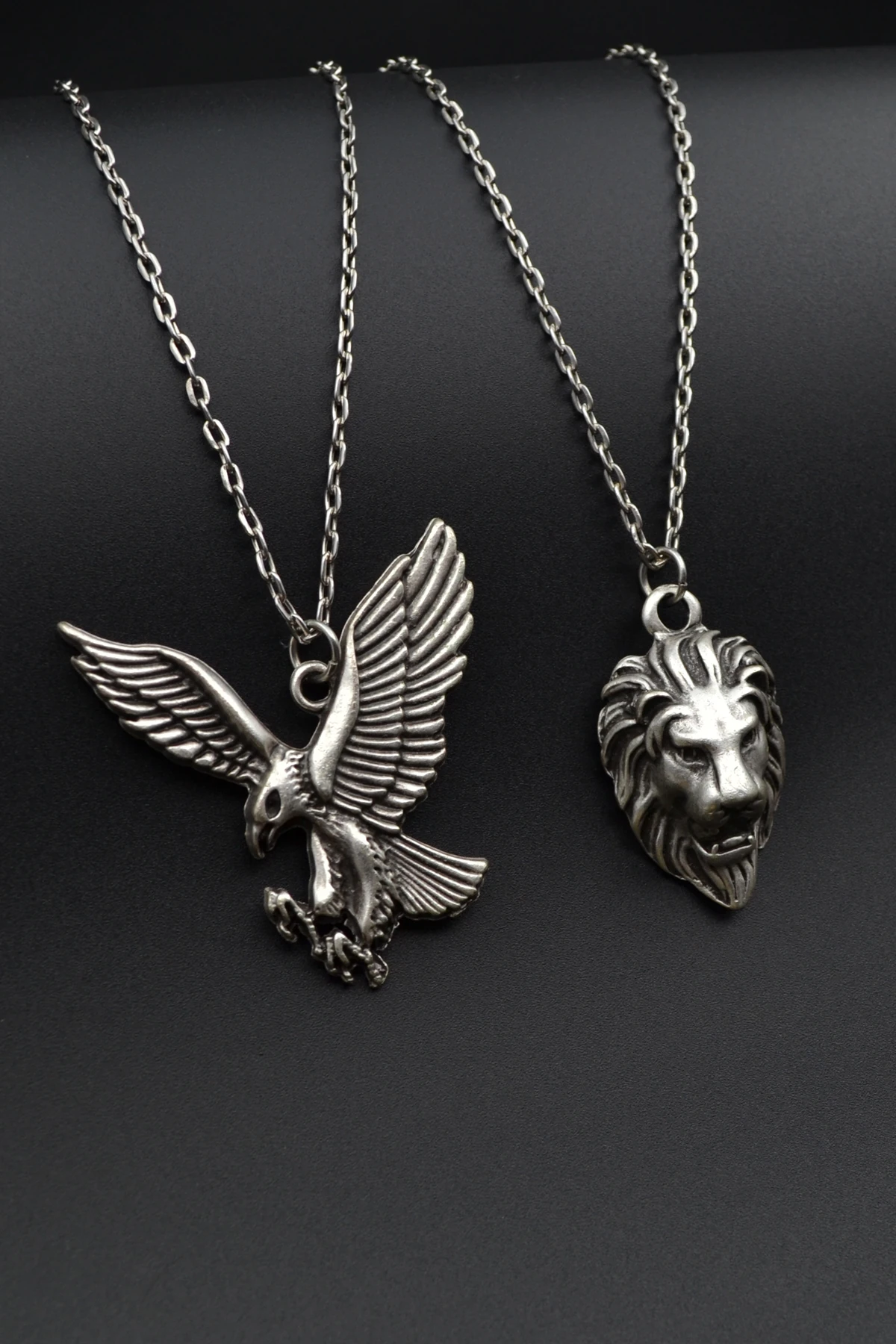 2'li Kartal Aslan Erkek Kadın Kolye Seti