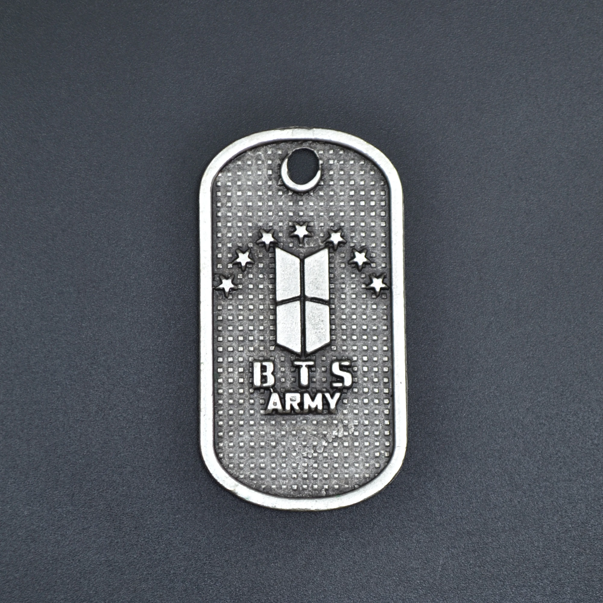 BTS Army Künye Kolye - Gümüş ( Silver ) Renk - 60 cm Deri İp Kolye